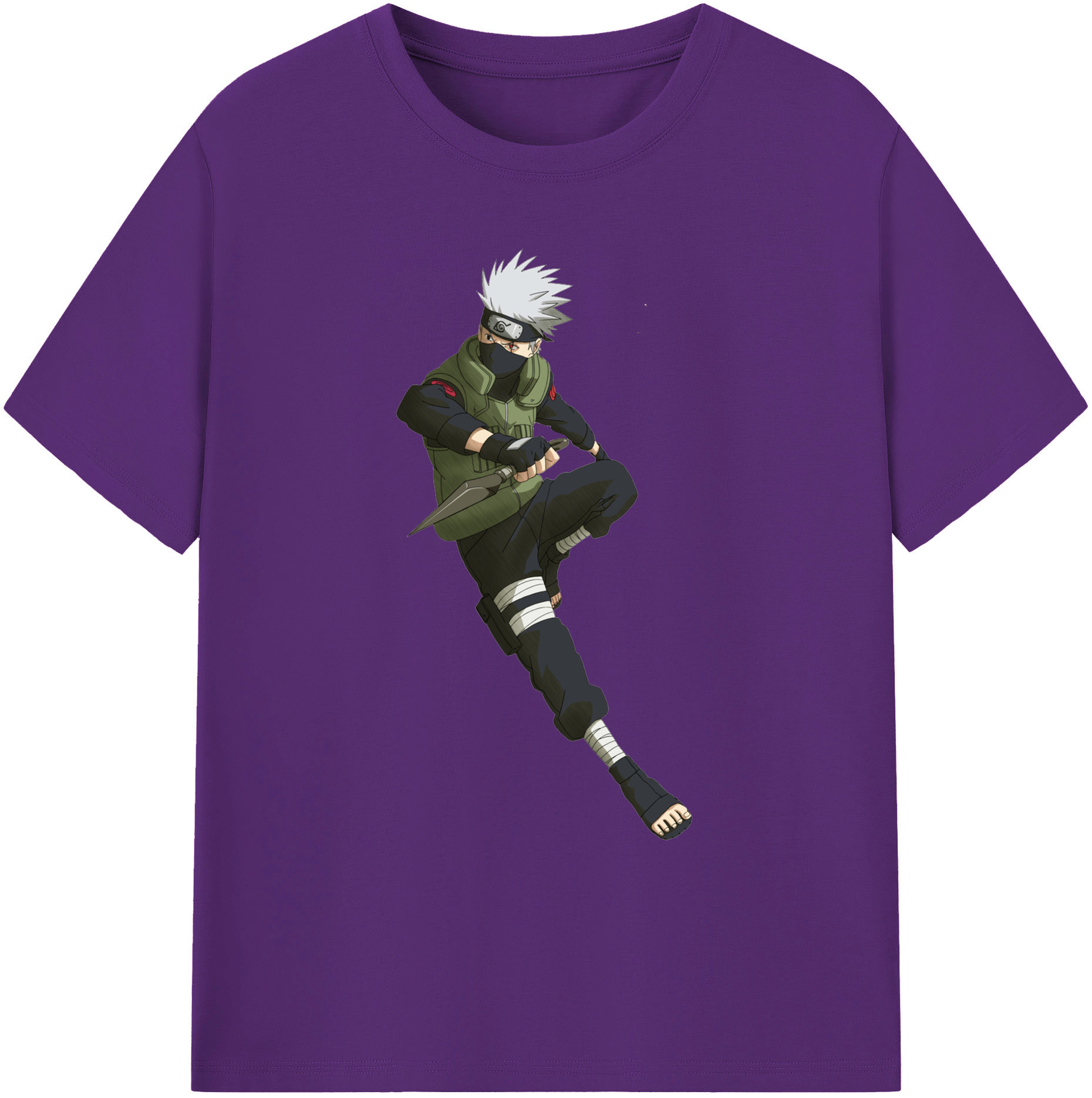 （画像用） NARUTO -ナルト- はたけ カカシ Hatake Kakashi 綿100％ メンズ半袖Tシャツ｜肌触りやわらか＆通気性