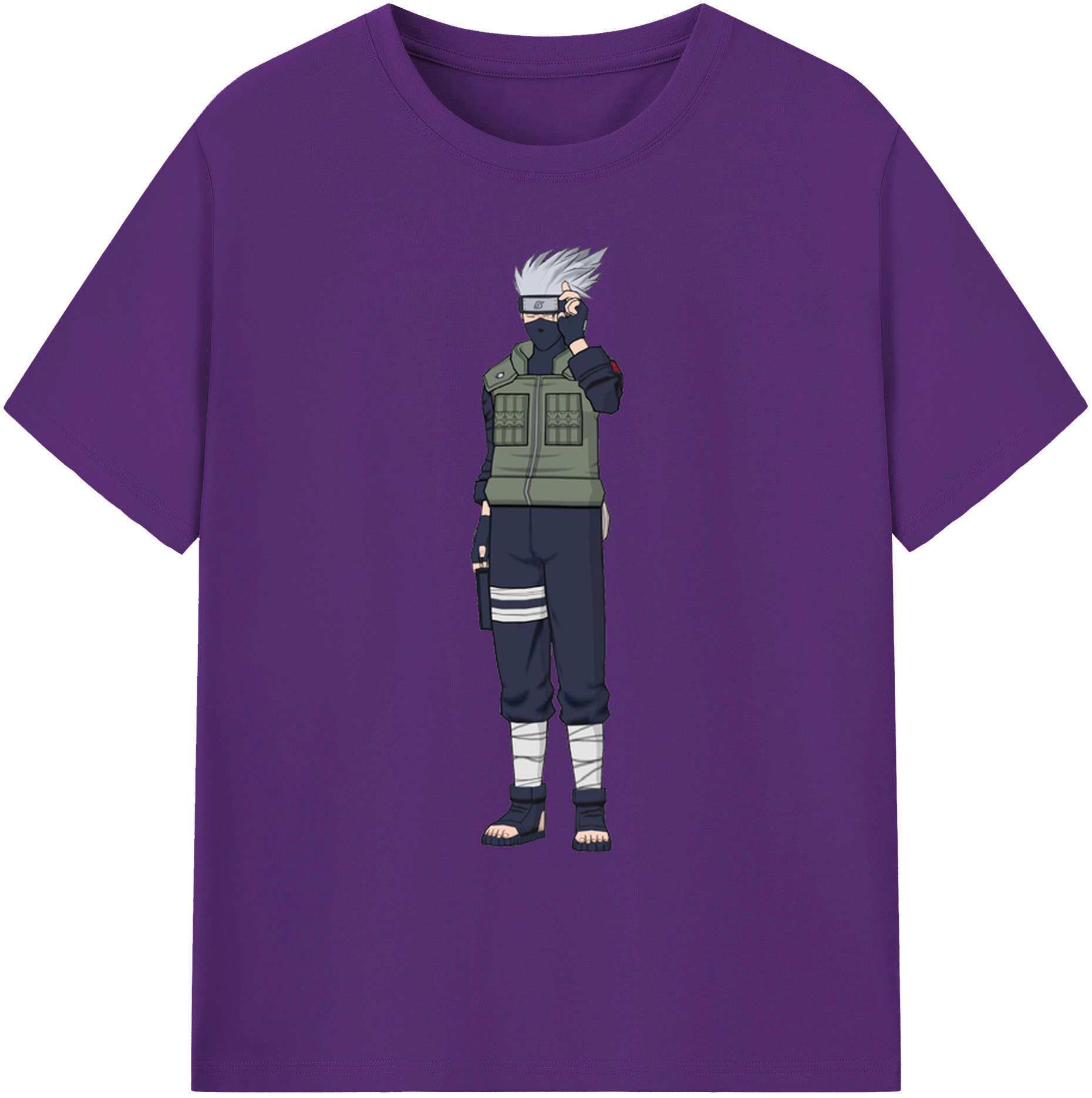 （画像用） NARUTO -ナルト- はたけ カカシ Hatake Kakashi 綿100％ メンズ半袖Tシャツ｜肌触りやわらか＆通気性