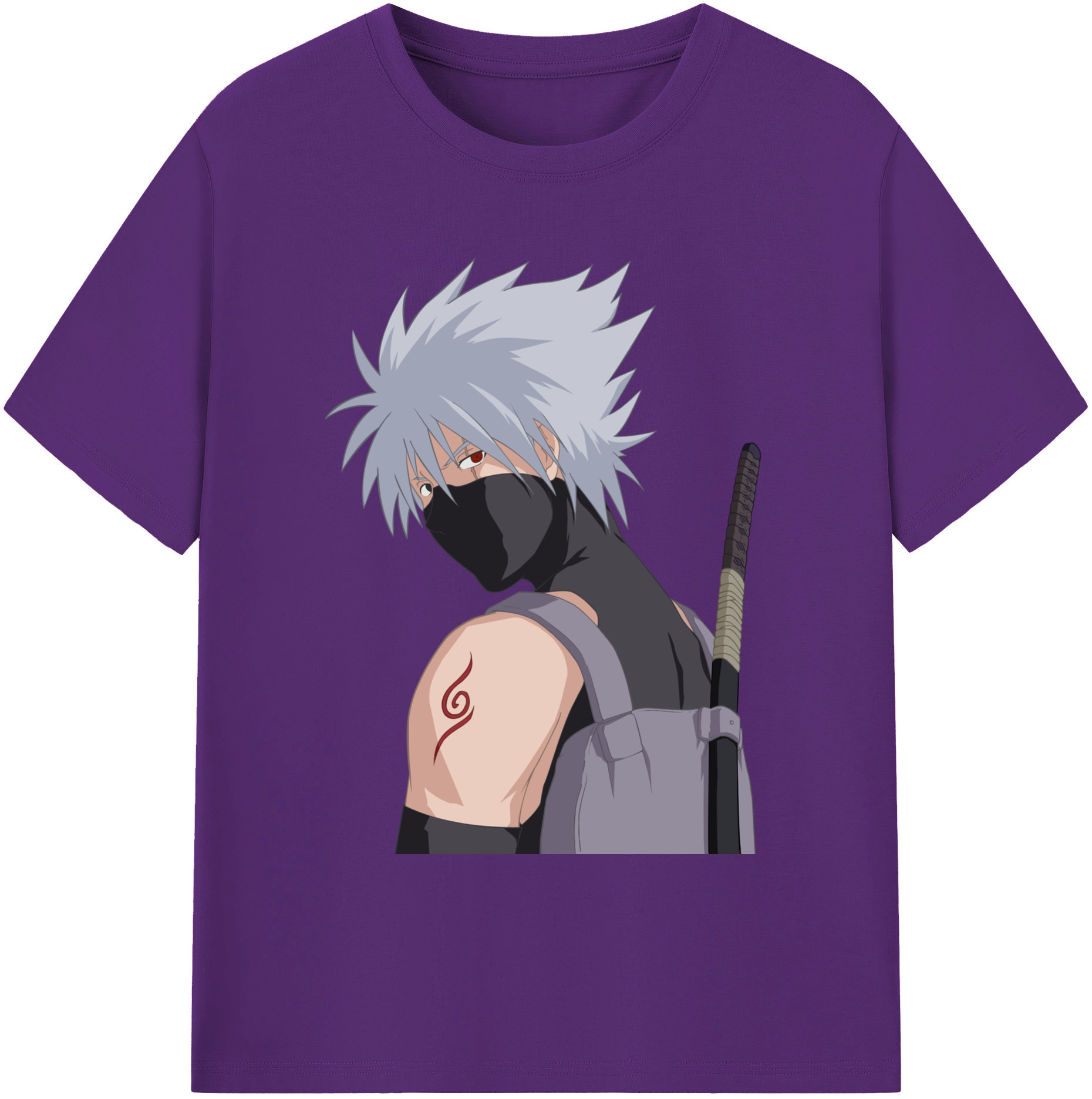 （画像用） NARUTO -ナルト- はたけ カカシ Hatake Kakashi 綿100％ メンズ半袖Tシャツ｜肌触りやわらか＆通気性