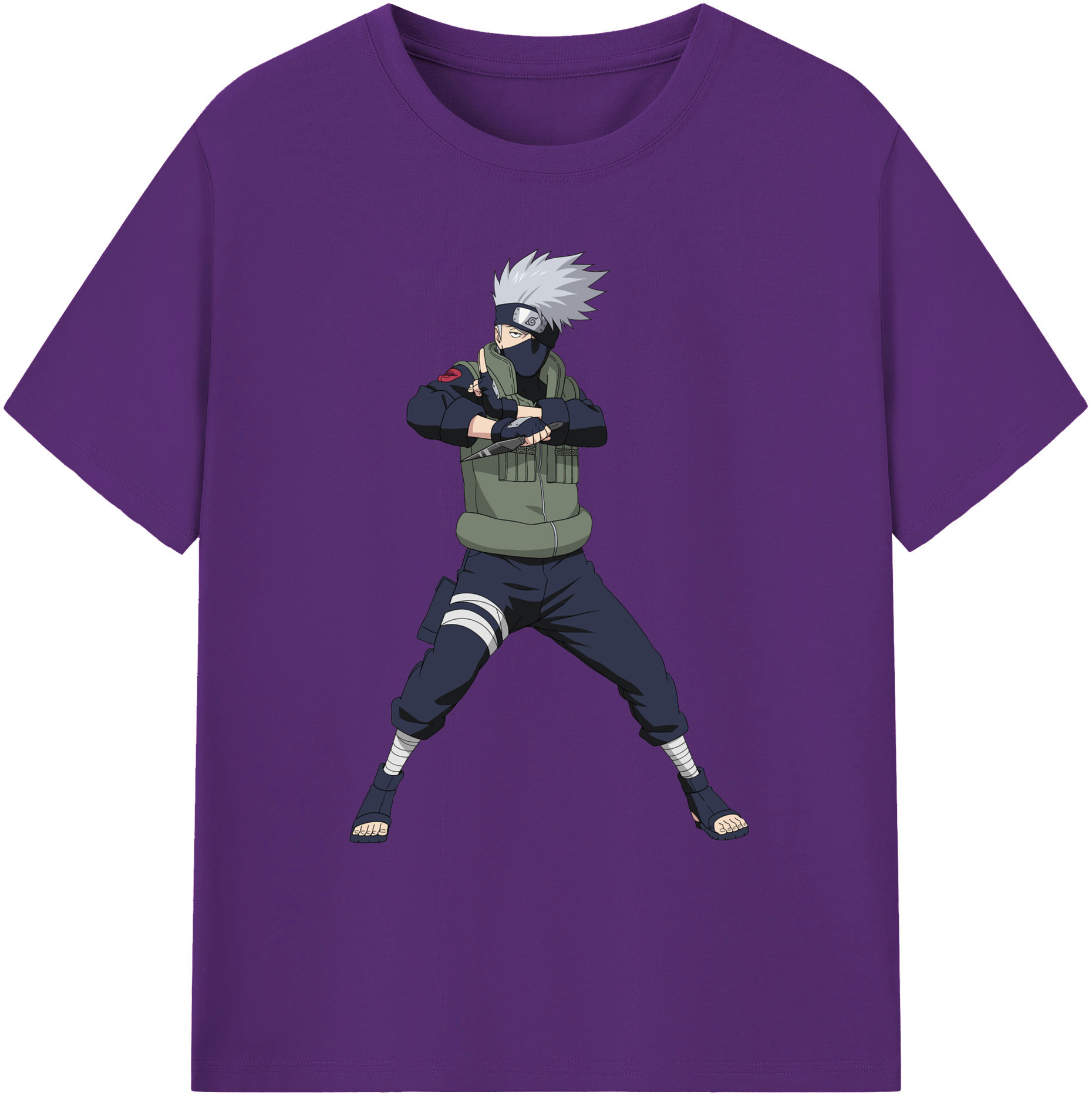 （画像用） NARUTO -ナルト- はたけ カカシ Hatake Kakashi 綿100％ メンズ半袖Tシャツ｜肌触りやわらか＆通気性