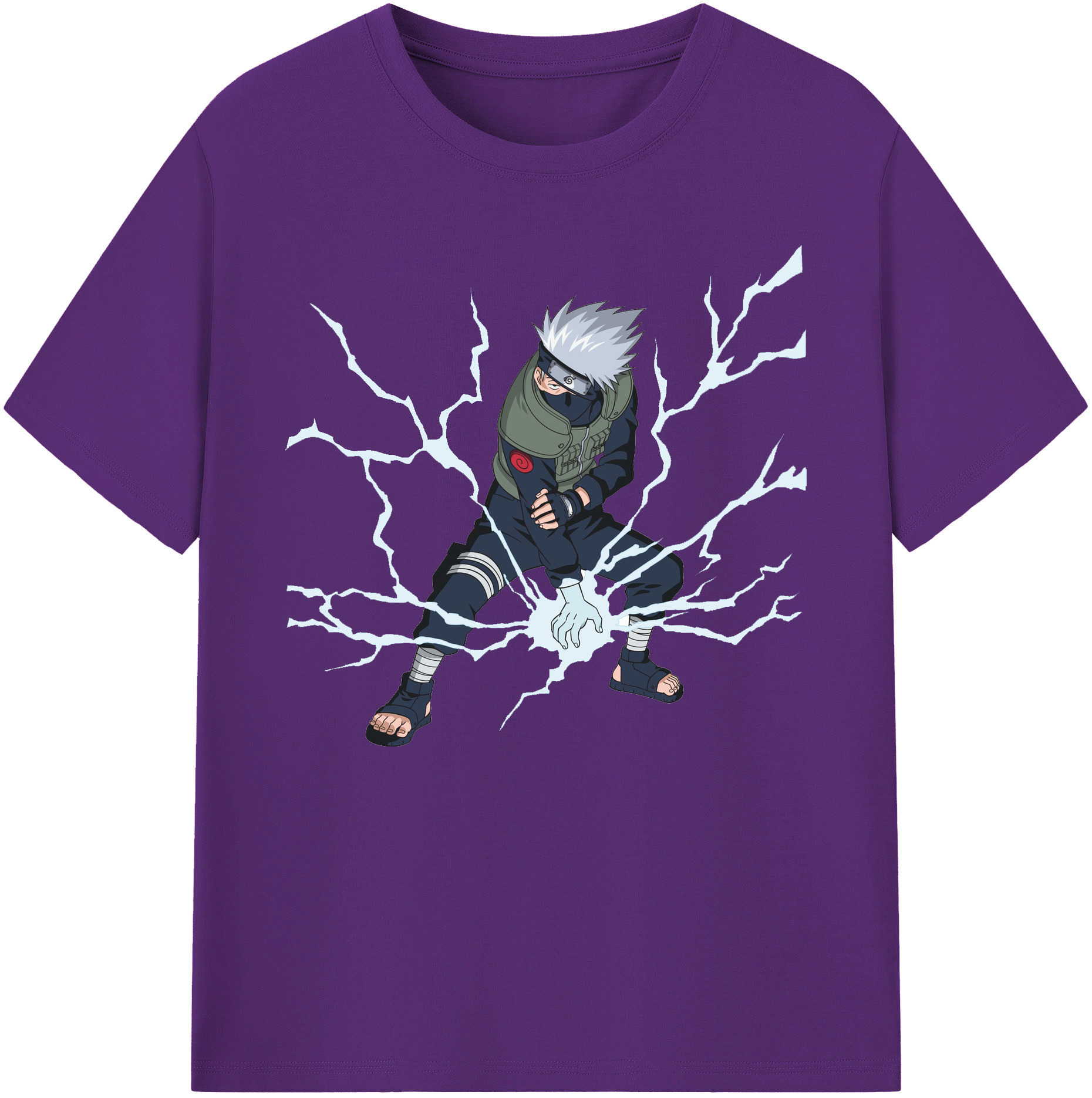 （画像用） NARUTO -ナルト- はたけ カカシ Hatake Kakashi 綿100％ メンズ半袖Tシャツ｜肌触りやわらか＆通気性