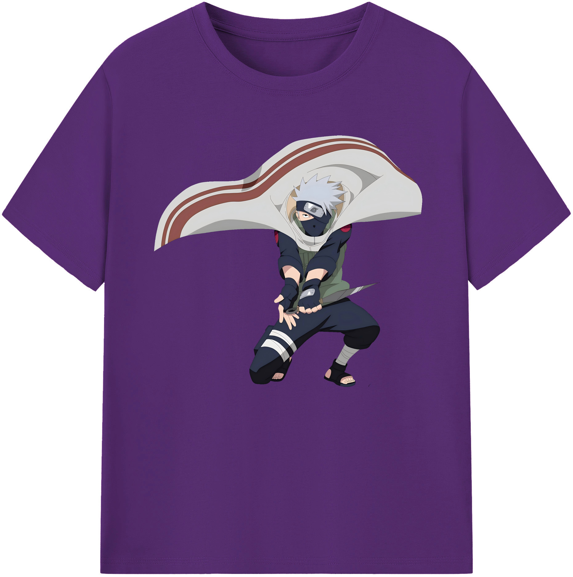 （画像用） NARUTO -ナルト- はたけ カカシ Hatake Kakashi 綿100％ メンズ半袖Tシャツ｜肌触りやわらか＆通気性