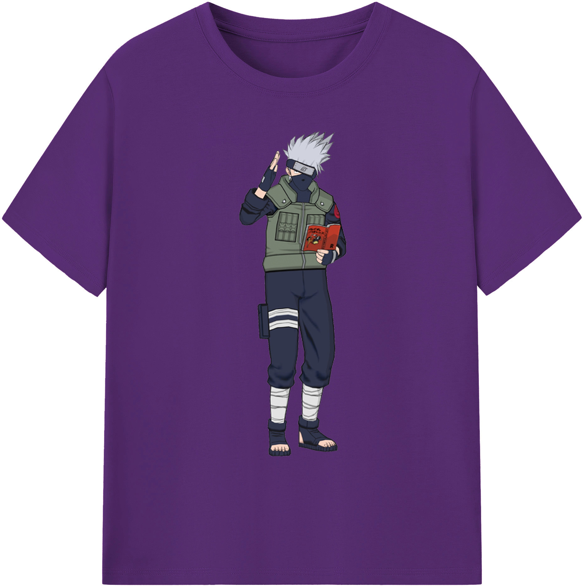 （画像用） NARUTO -ナルト- はたけ カカシ Hatake Kakashi 綿100％ メンズ半袖Tシャツ｜肌触りやわらか＆通気性