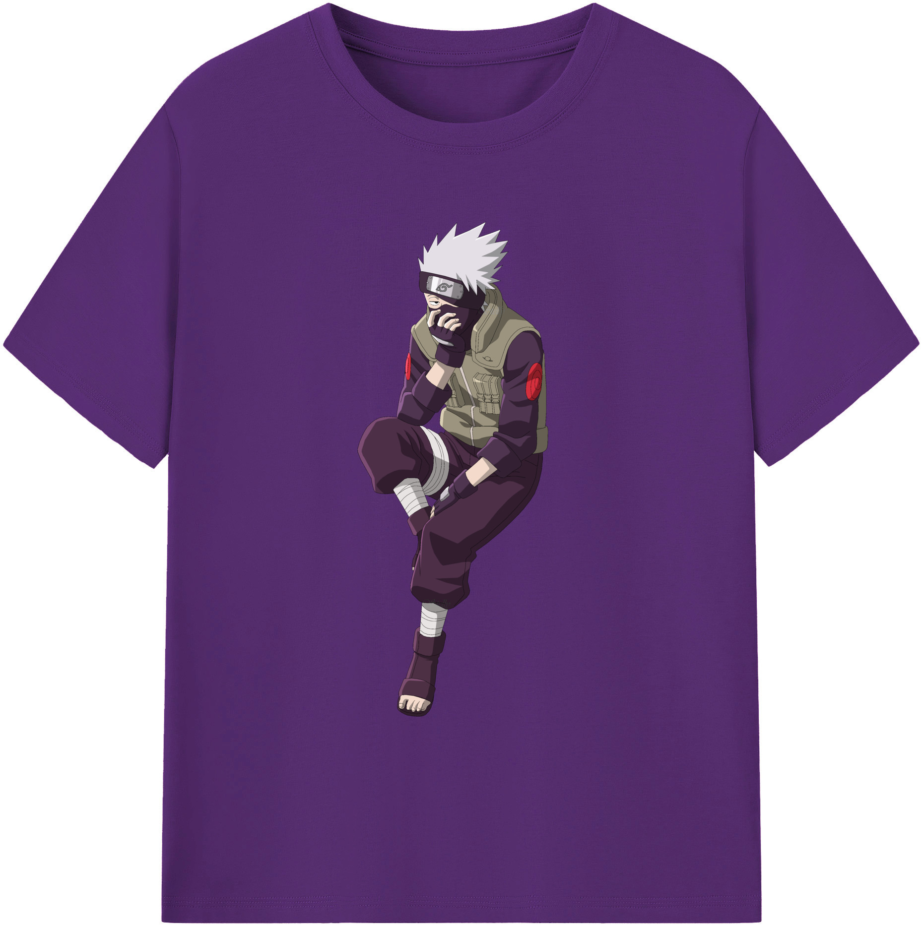 （画像用） NARUTO -ナルト- はたけ カカシ Hatake Kakashi 綿100％ メンズ半袖Tシャツ｜肌触りやわらか＆通気性