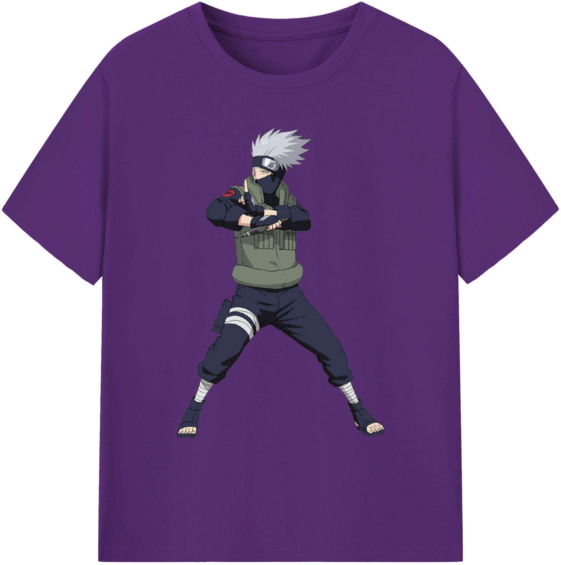 （画像用） NARUTO -ナルト- はたけ カカシ Hatake Kakashi 綿100％ メンズ半袖Tシャツ｜肌触りやわらか＆通気性