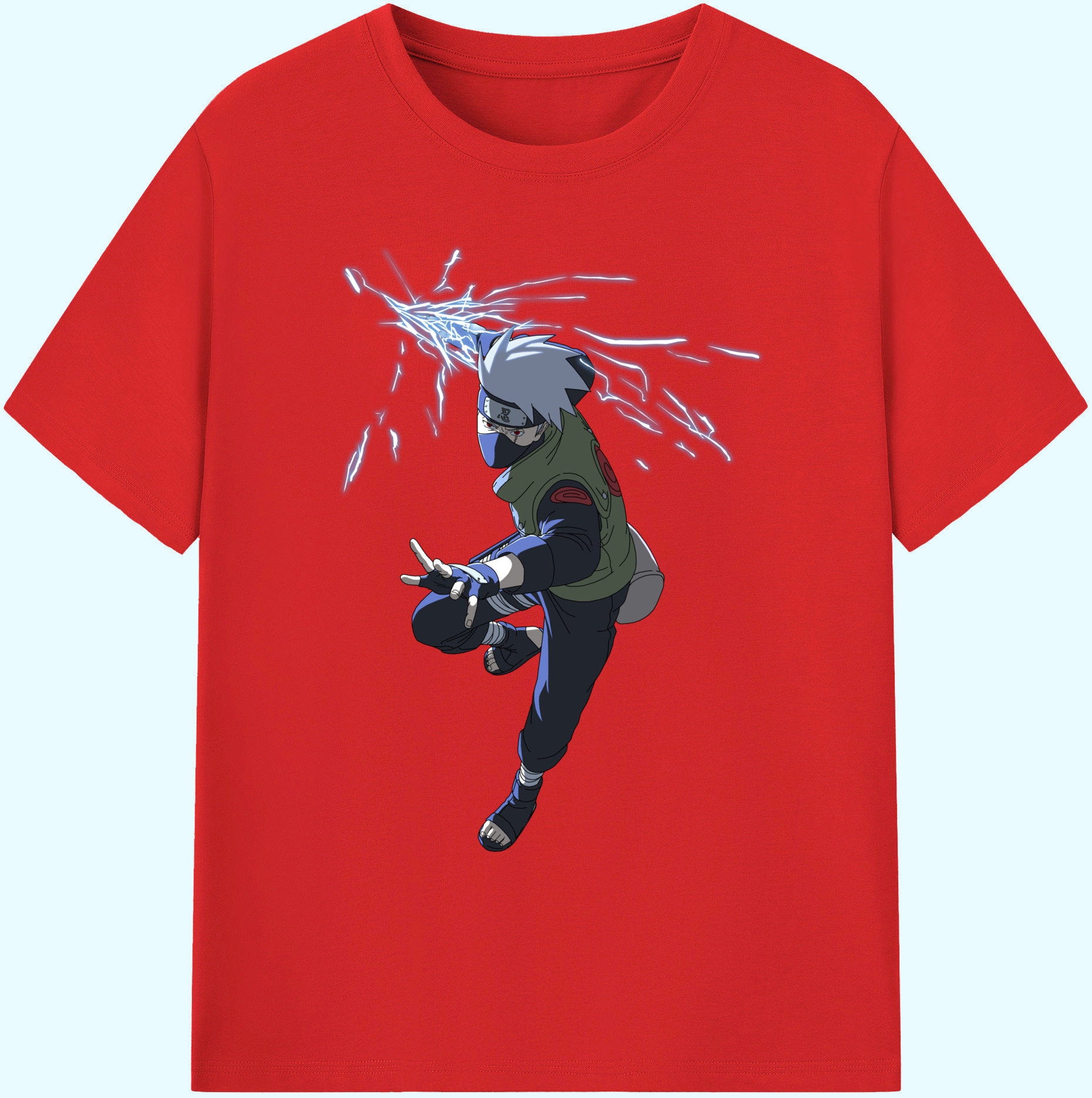 （画像用） NARUTO -ナルト- はたけ カカシ Hatake Kakashi 綿100％ メンズ半袖Tシャツ｜肌触りやわらか＆通気性