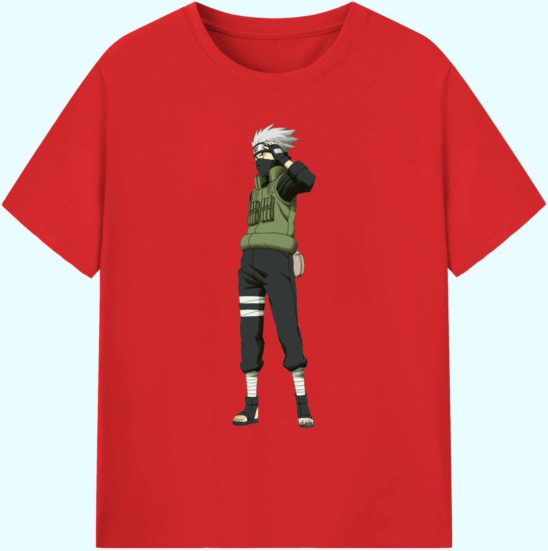 （画像用） NARUTO -ナルト- はたけ カカシ Hatake Kakashi 綿100％ メンズ半袖Tシャツ｜肌触りやわらか＆通気性