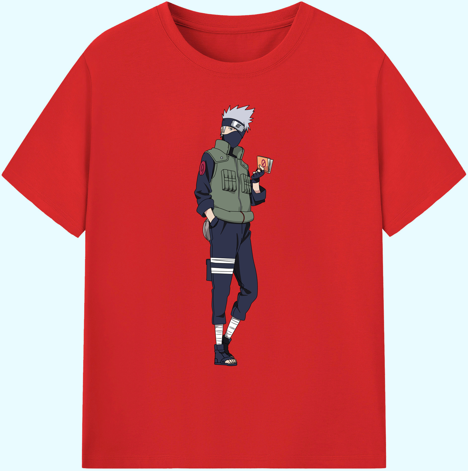 （画像用） NARUTO -ナルト- はたけ カカシ Hatake Kakashi 綿100％ メンズ半袖Tシャツ｜肌触りやわらか＆通気性