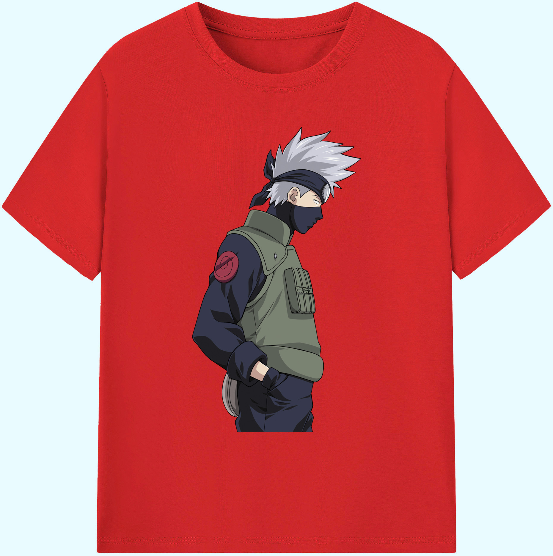 （画像用） NARUTO -ナルト- はたけ カカシ Hatake Kakashi 綿100％ メンズ半袖Tシャツ｜肌触りやわらか＆通気性