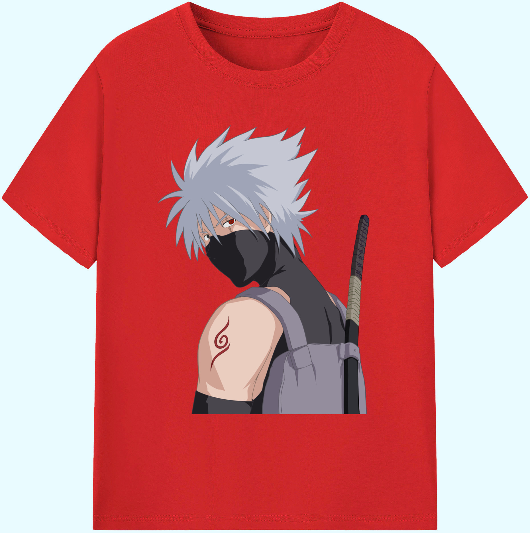 （画像用） NARUTO -ナルト- はたけ カカシ Hatake Kakashi 綿100％ メンズ半袖Tシャツ｜肌触りやわらか＆通気性