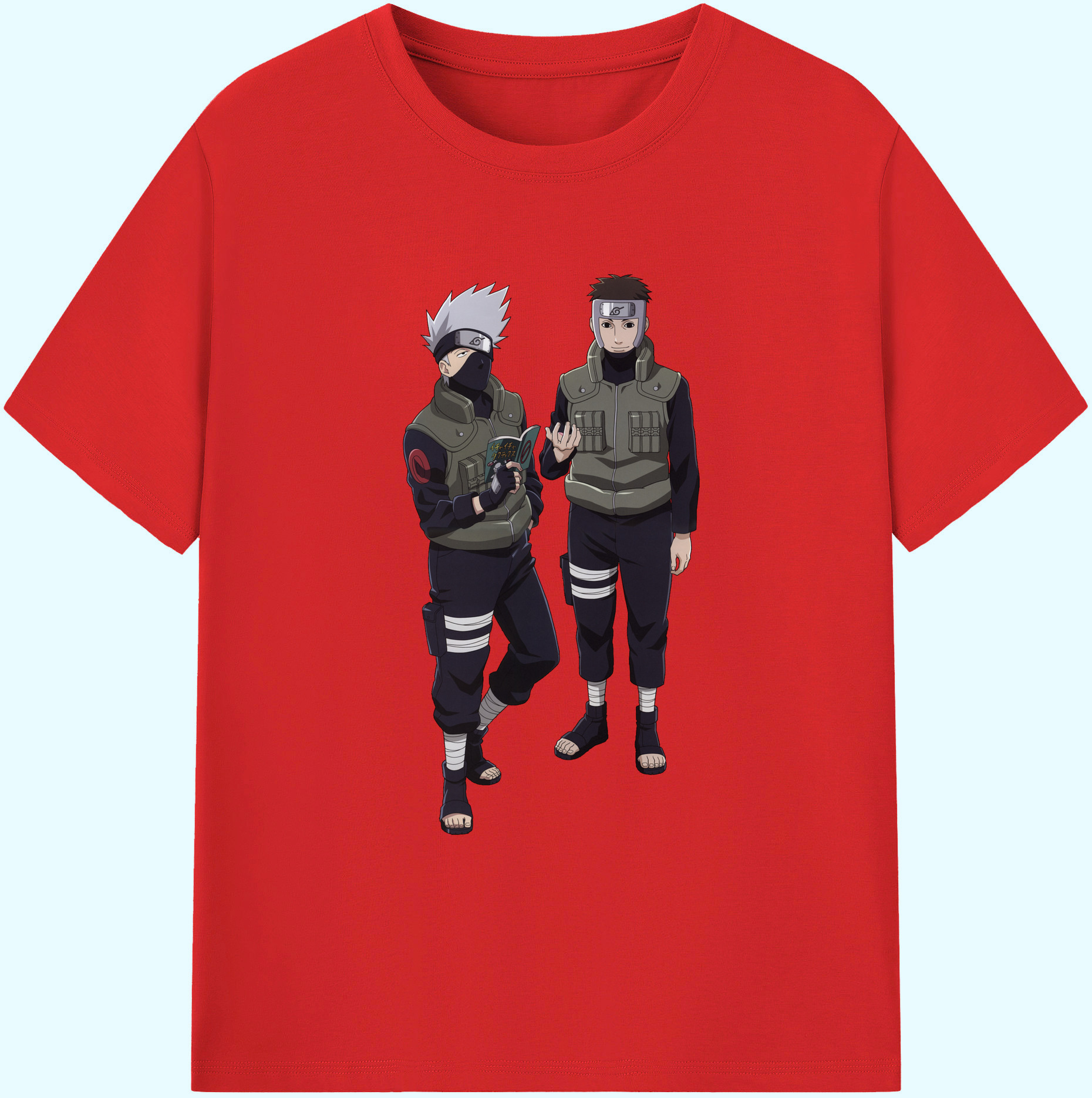 （画像用） NARUTO -ナルト- はたけ カカシ Hatake Kakashi 綿100％ メンズ半袖Tシャツ｜肌触りやわらか＆通気性