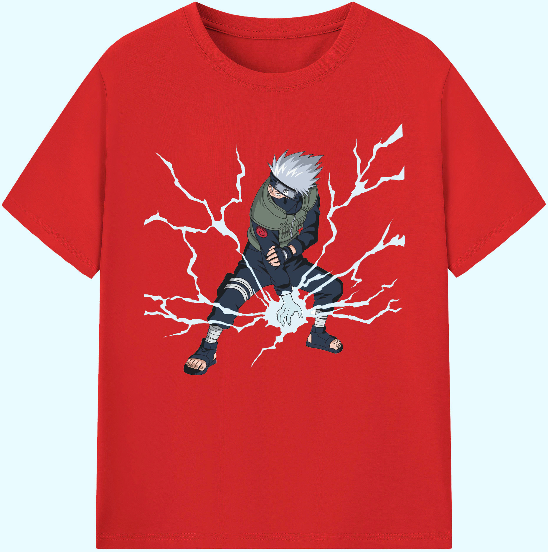 （画像用） NARUTO -ナルト- はたけ カカシ Hatake Kakashi 綿100％ メンズ半袖Tシャツ｜肌触りやわらか＆通気性