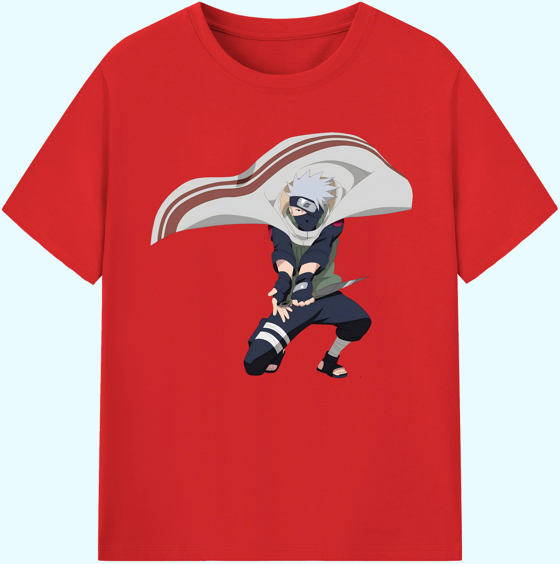 （画像用） NARUTO -ナルト- はたけ カカシ Hatake Kakashi 綿100％ メンズ半袖Tシャツ｜肌触りやわらか＆通気性