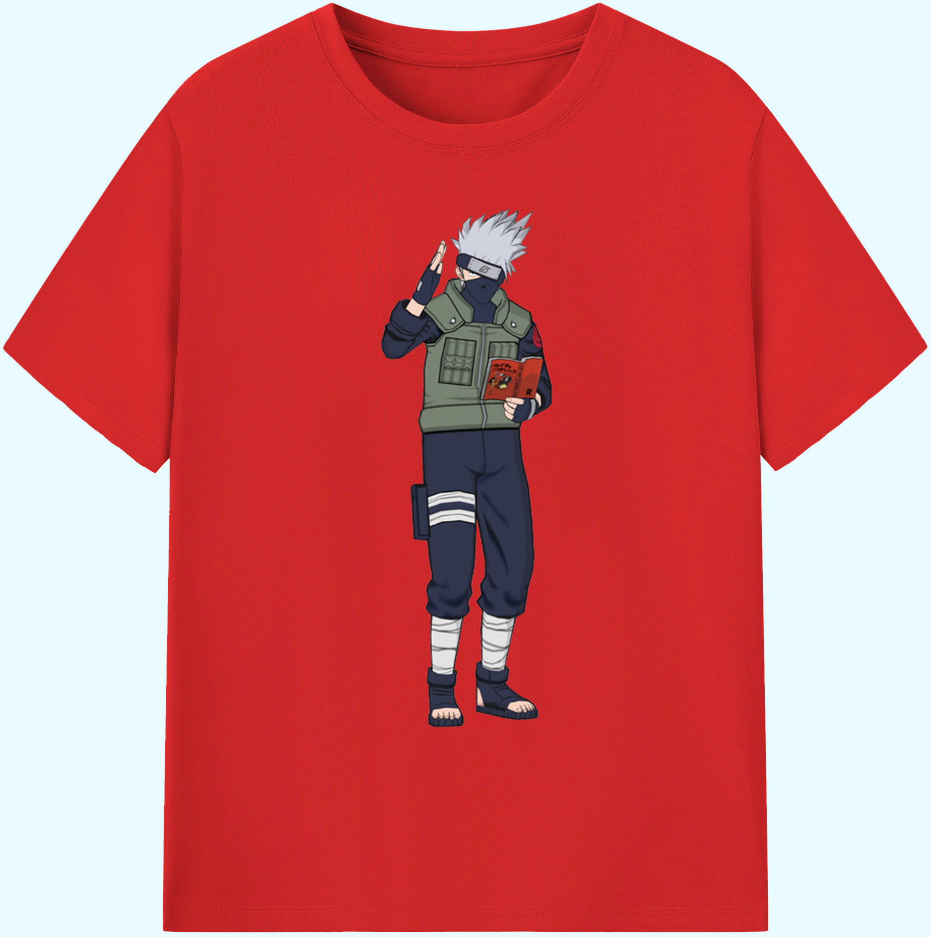（画像用） NARUTO -ナルト- はたけ カカシ Hatake Kakashi 綿100％ メンズ半袖Tシャツ｜肌触りやわらか＆通気性