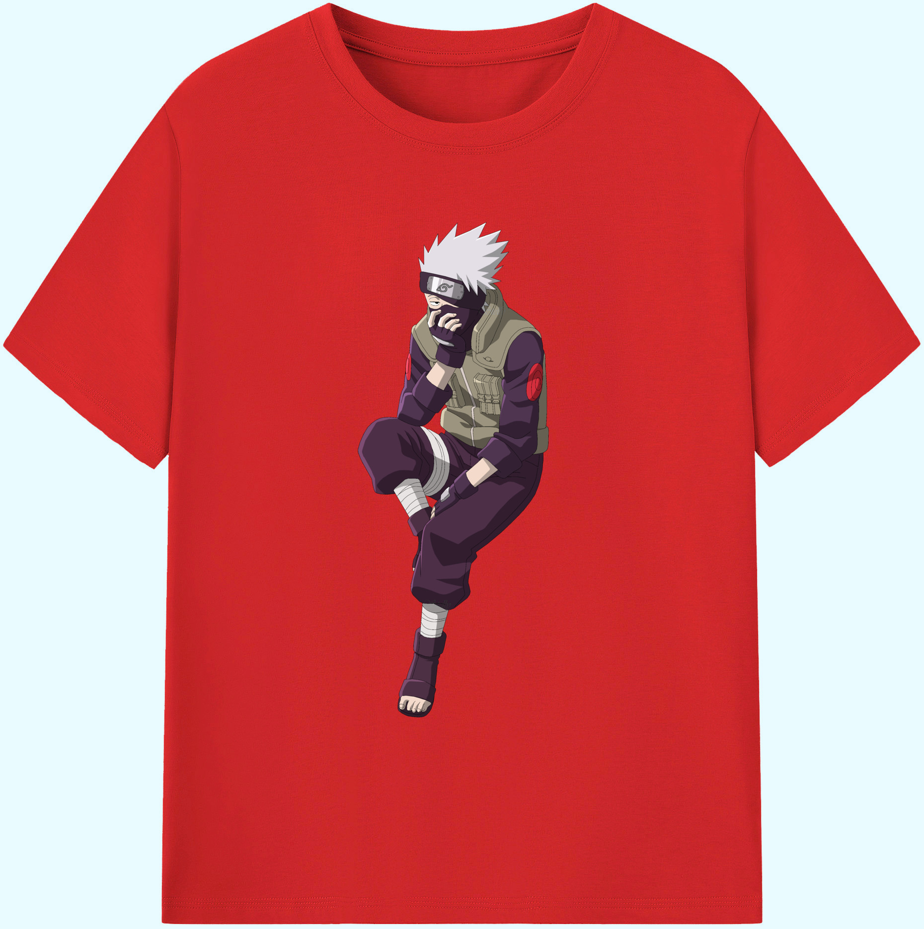 （画像用） NARUTO -ナルト- はたけ カカシ Hatake Kakashi 綿100％ メンズ半袖Tシャツ｜肌触りやわらか＆通気性