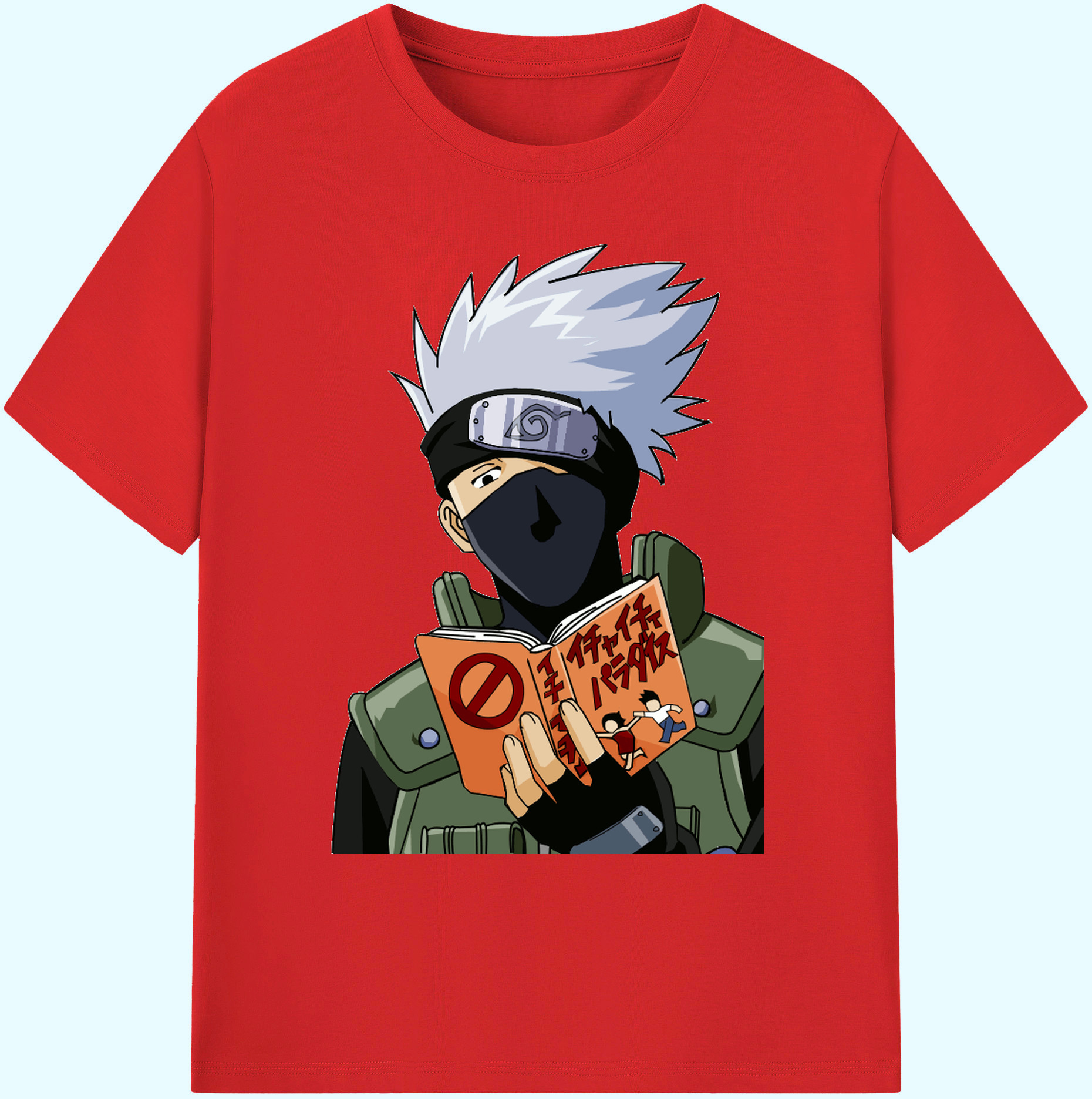 （画像用） NARUTO -ナルト- はたけ カカシ Hatake Kakashi 綿100％ メンズ半袖Tシャツ｜肌触りやわらか＆通気性