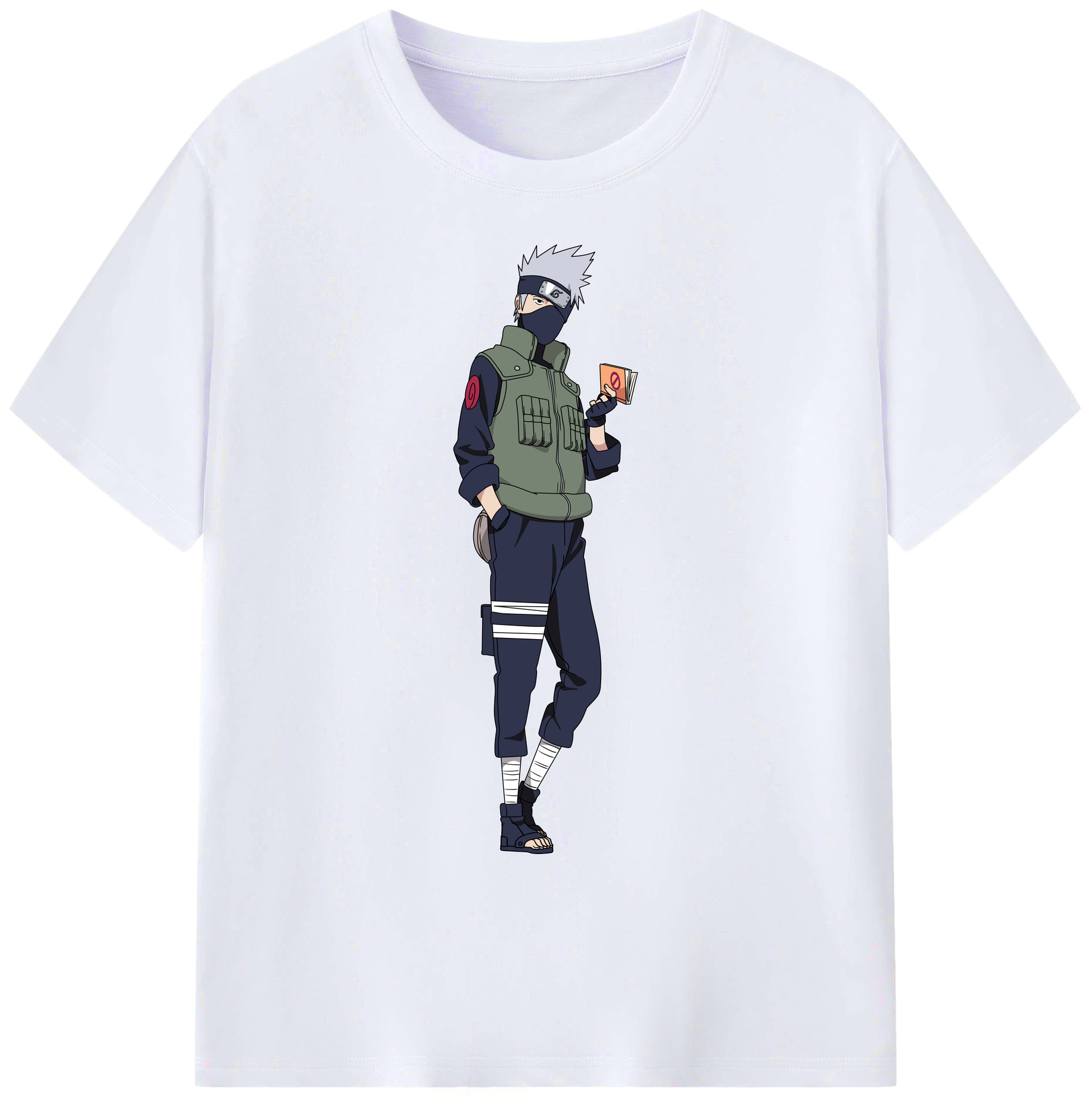 （画像用） NARUTO -ナルト- はたけ カカシ Hatake Kakashi 綿100％ メンズ半袖Tシャツ｜肌触りやわらか＆通気性
