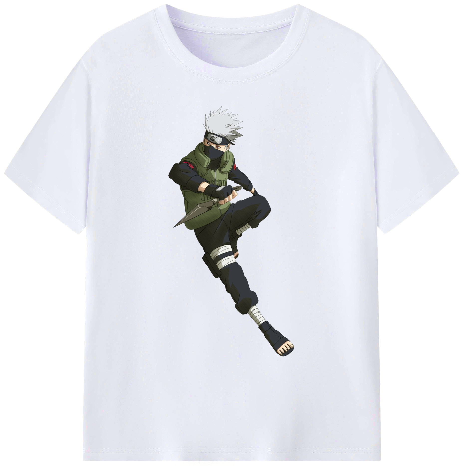 （画像用） NARUTO -ナルト- はたけ カカシ Hatake Kakashi 綿100％ メンズ半袖Tシャツ｜肌触りやわらか＆通気性