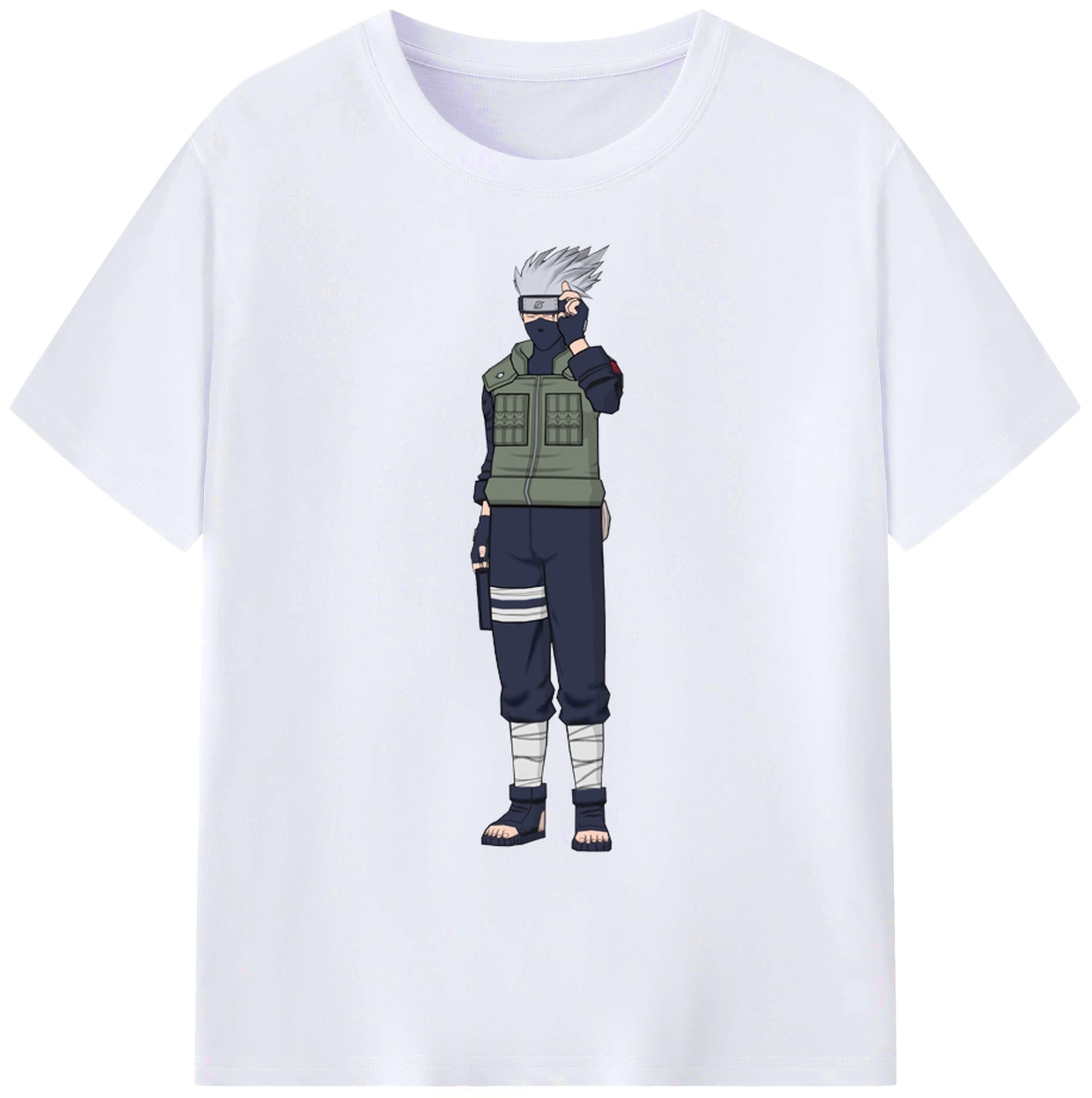 （画像用） NARUTO -ナルト- はたけ カカシ Hatake Kakashi 綿100％ メンズ半袖Tシャツ｜肌触りやわらか＆通気性