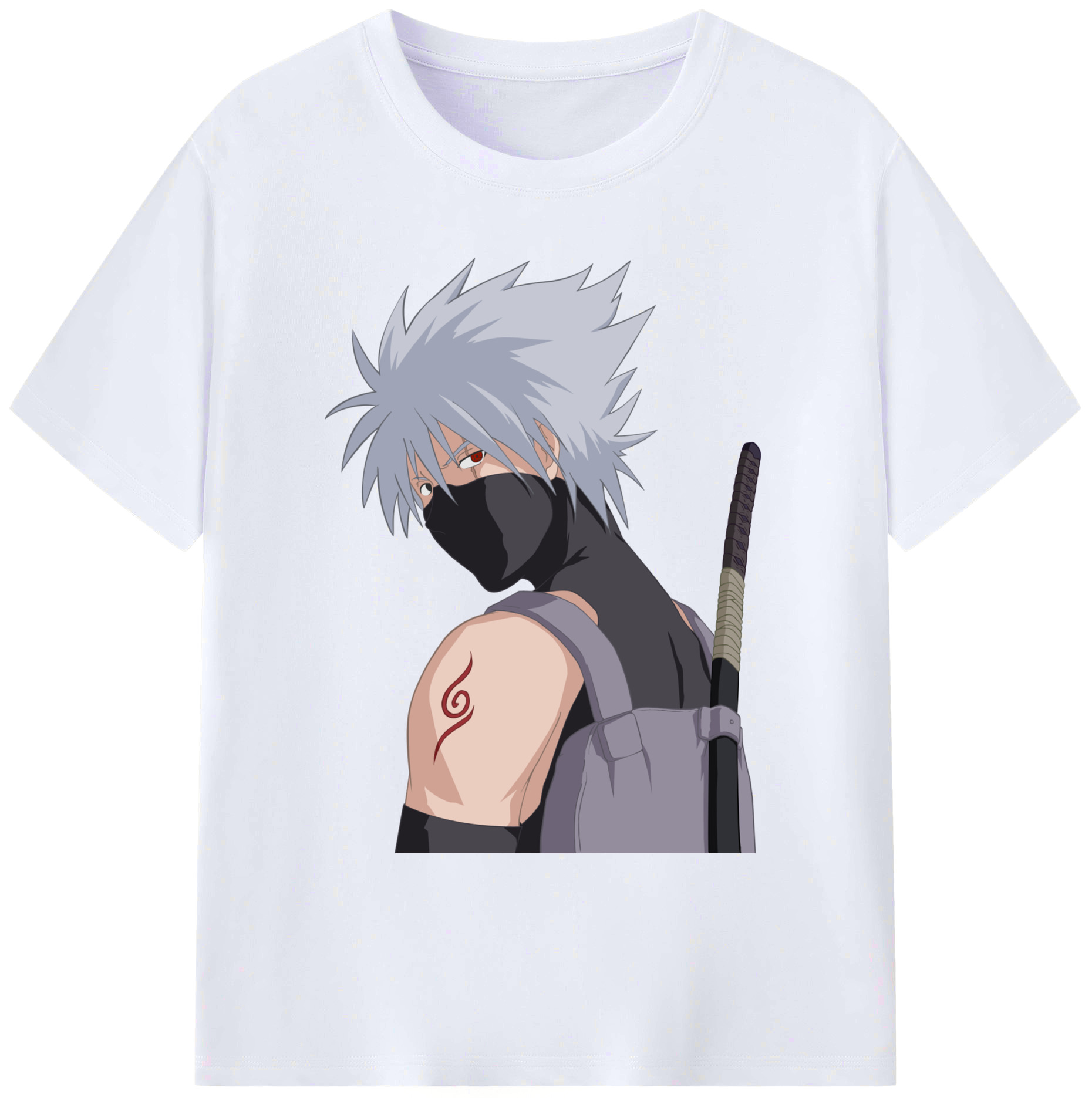 （画像用） NARUTO -ナルト- はたけ カカシ Hatake Kakashi 綿100％ メンズ半袖Tシャツ｜肌触りやわらか＆通気性