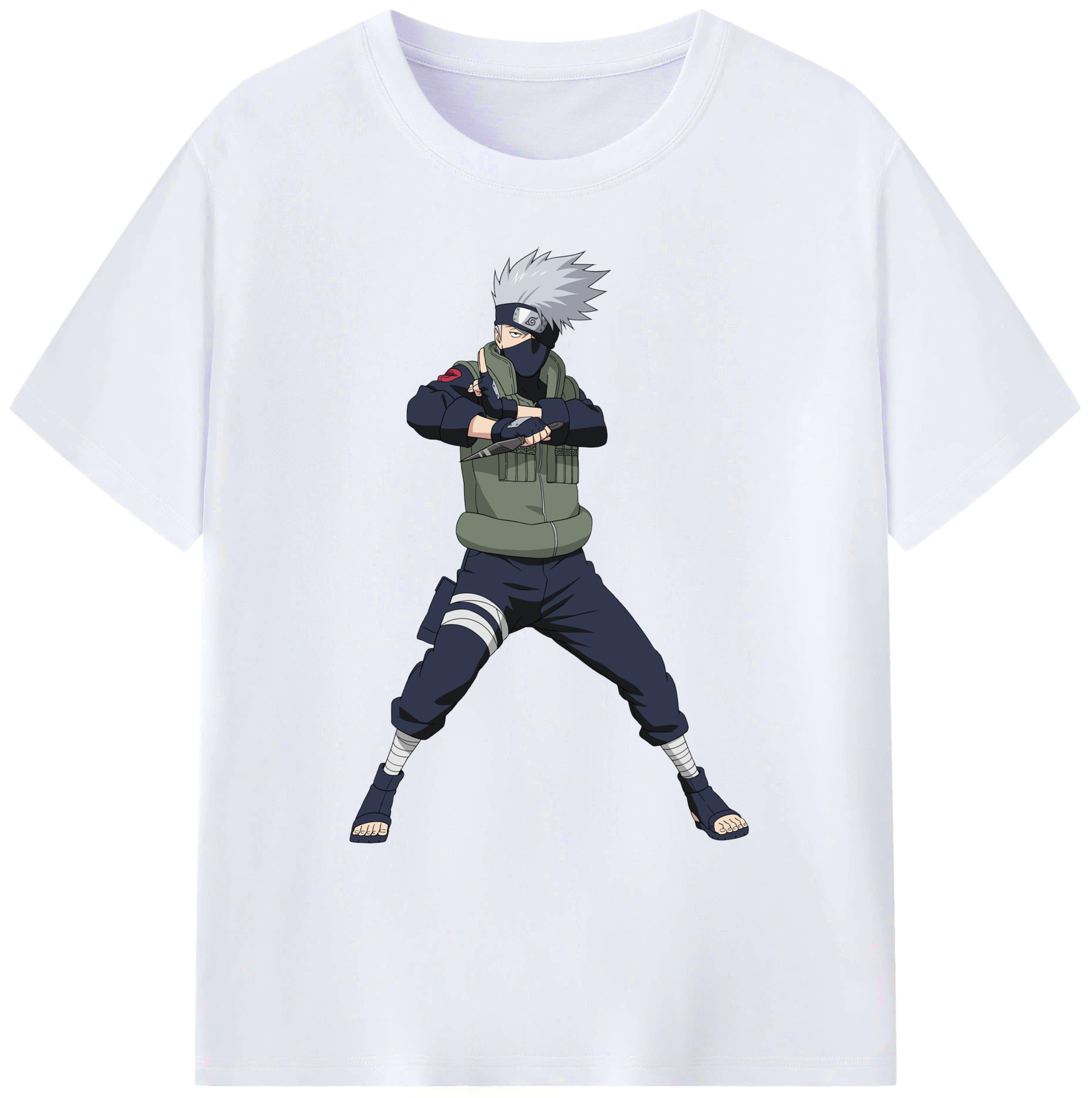 （画像用） NARUTO -ナルト- はたけ カカシ Hatake Kakashi 綿100％ メンズ半袖Tシャツ｜肌触りやわらか＆通気性