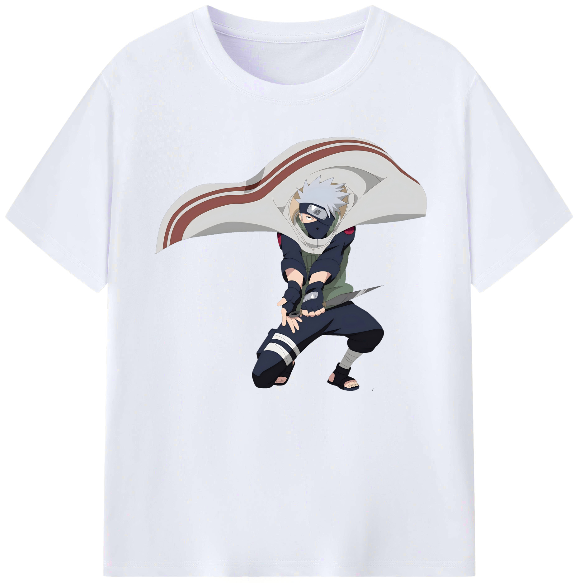 （画像用） NARUTO -ナルト- はたけ カカシ Hatake Kakashi 綿100％ メンズ半袖Tシャツ｜肌触りやわらか＆通気性