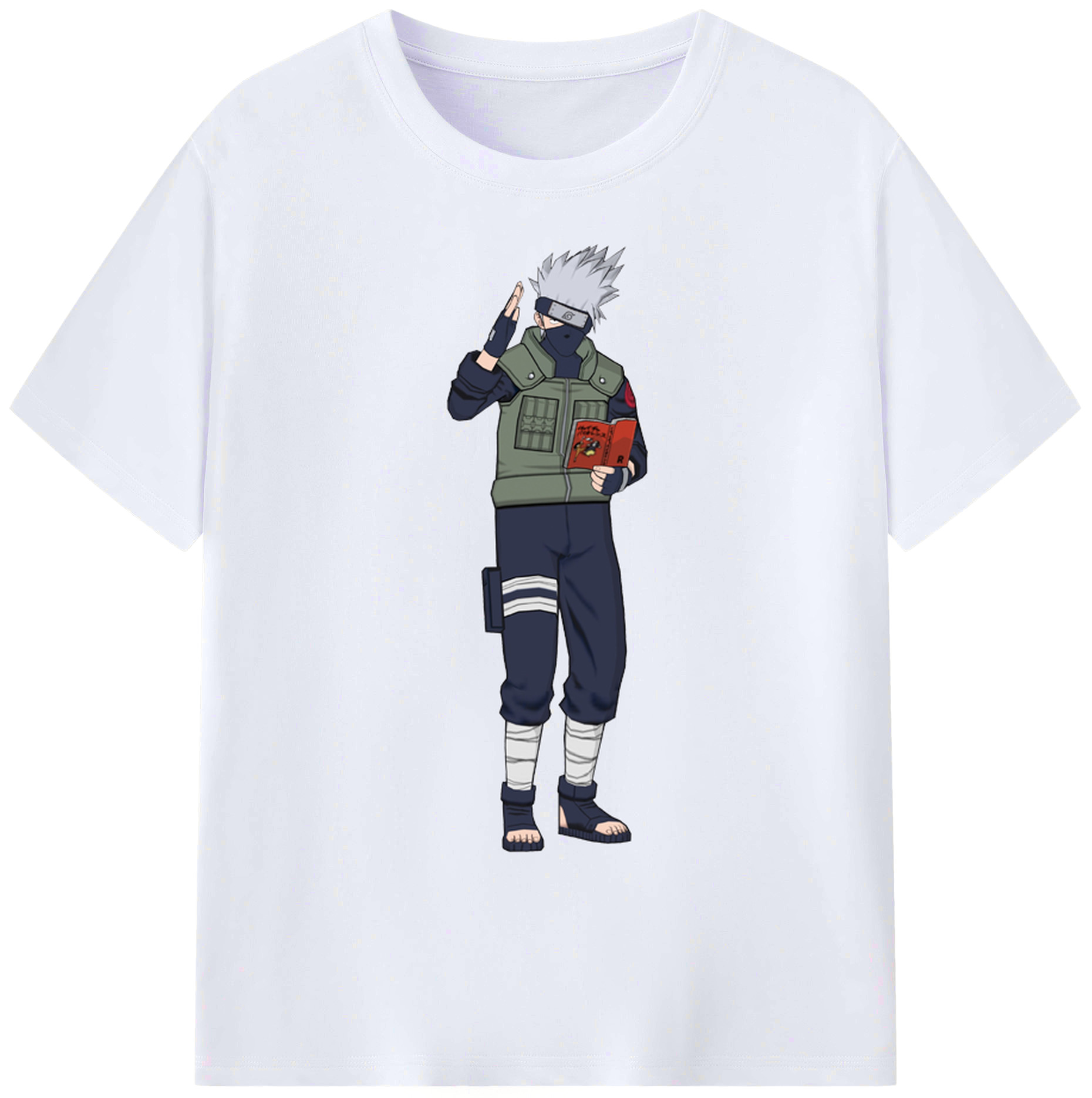 （画像用） NARUTO -ナルト- はたけ カカシ Hatake Kakashi 綿100％ メンズ半袖Tシャツ｜肌触りやわらか＆通気性