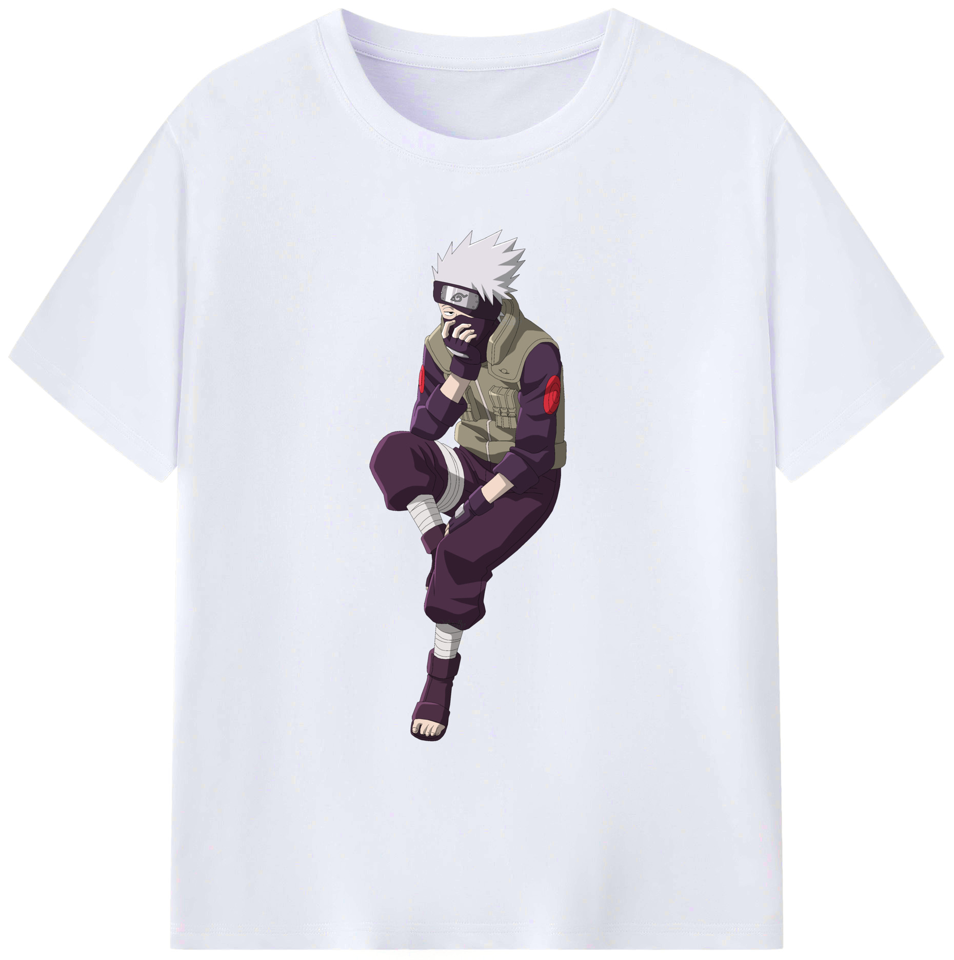 （画像用） NARUTO -ナルト- はたけ カカシ Hatake Kakashi 綿100％ メンズ半袖Tシャツ｜肌触りやわらか＆通気性