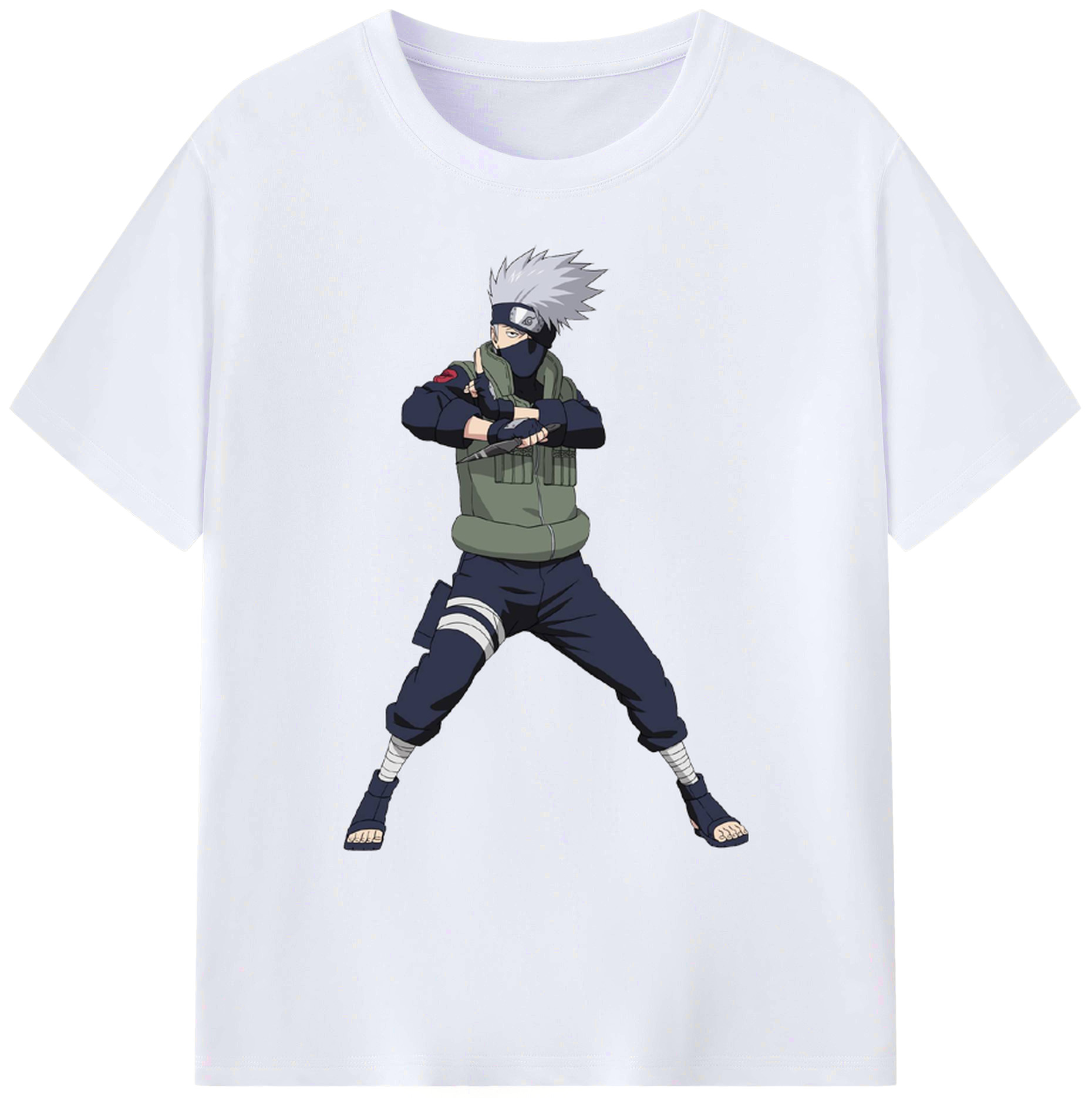 （画像用） NARUTO -ナルト- はたけ カカシ Hatake Kakashi 綿100％ メンズ半袖Tシャツ｜肌触りやわらか＆通気性