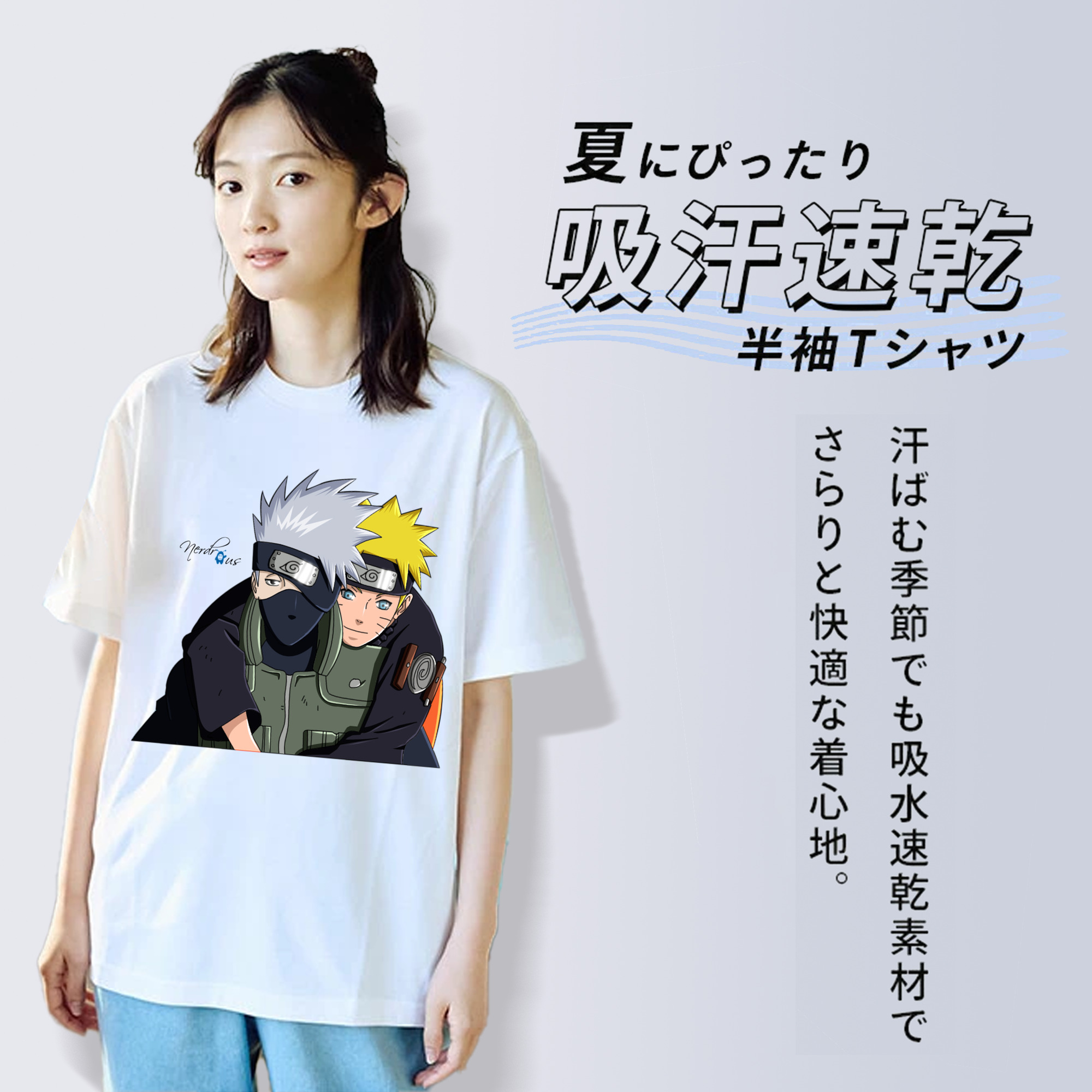 NARUTO -ナルト- はたけ カカシ Hatake Kakashi レディースカジュアルプリントTシャツ（綿100％）