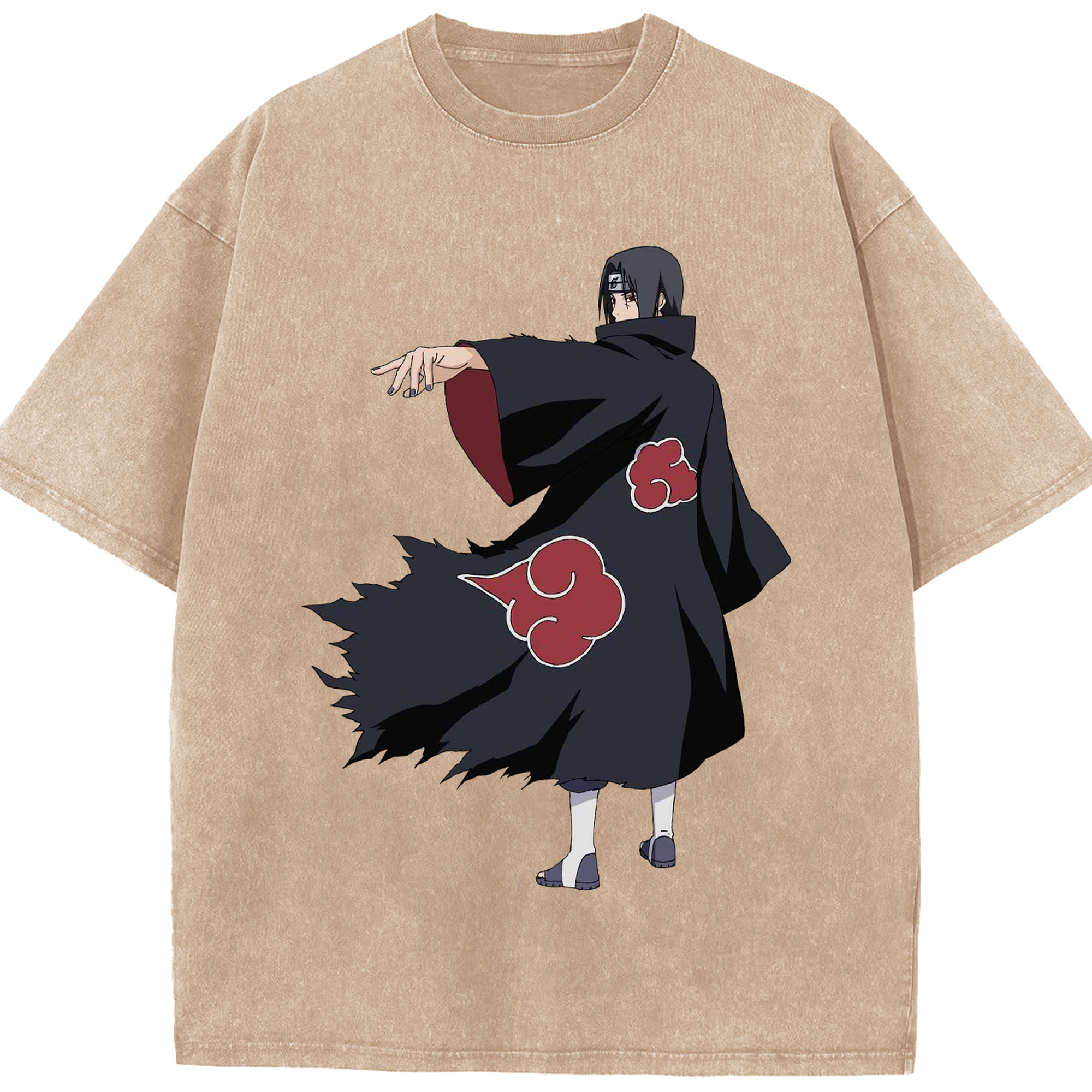 （画像用） NARUTO -ナルト- うちは イタチ Uchiha Itachi 綿100% ヴィンテージ風 半袖Tシャツ（フロントプリント）