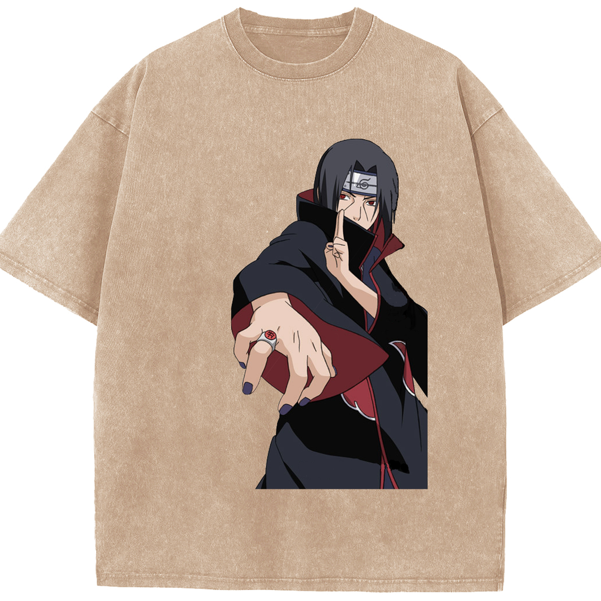 （画像用） NARUTO -ナルト- うちは イタチ Uchiha Itachi 綿100% ヴィンテージ風 半袖Tシャツ（フロントプリント）