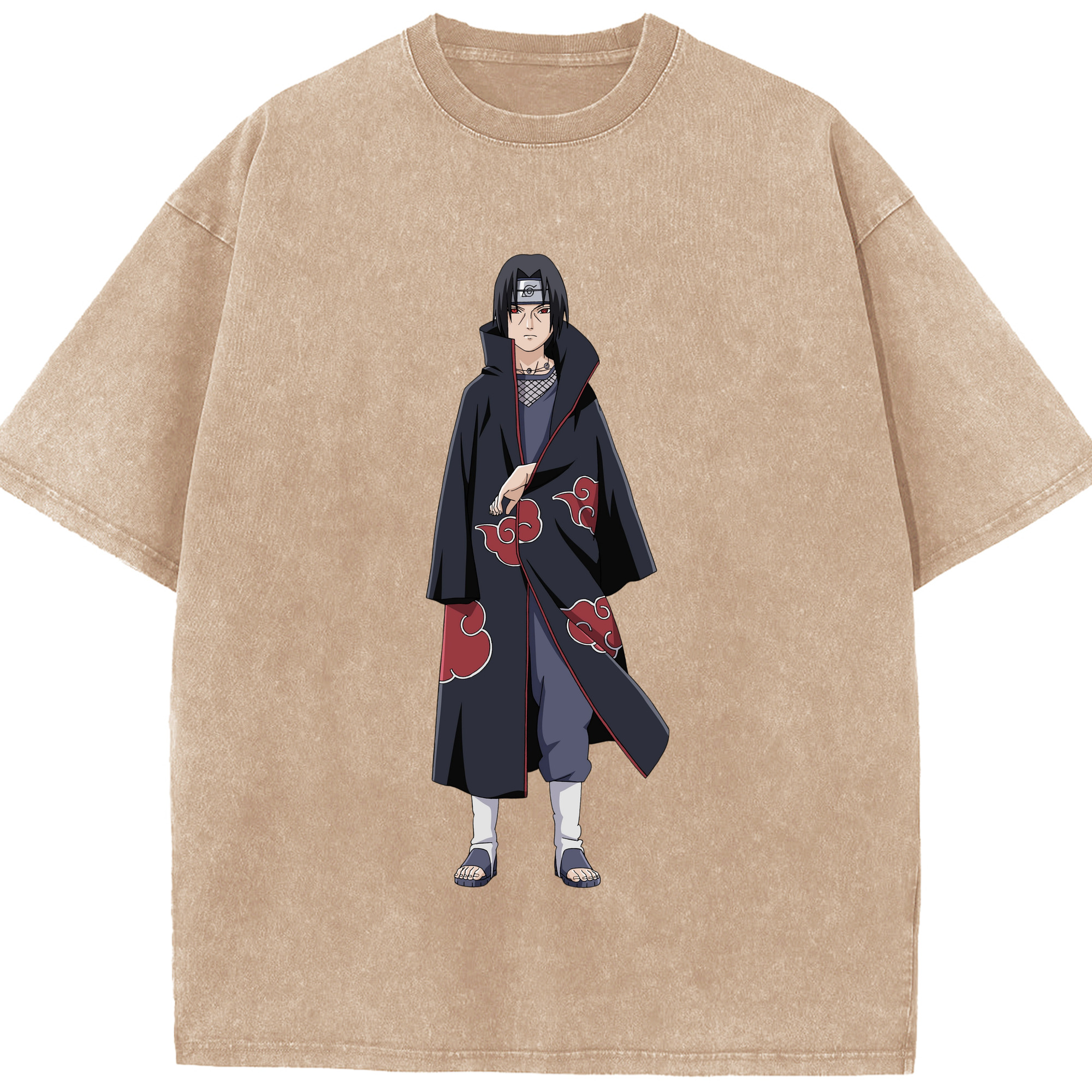 （画像用） NARUTO -ナルト- うちは イタチ Uchiha Itachi 綿100% ヴィンテージ風 半袖Tシャツ（フロントプリント）