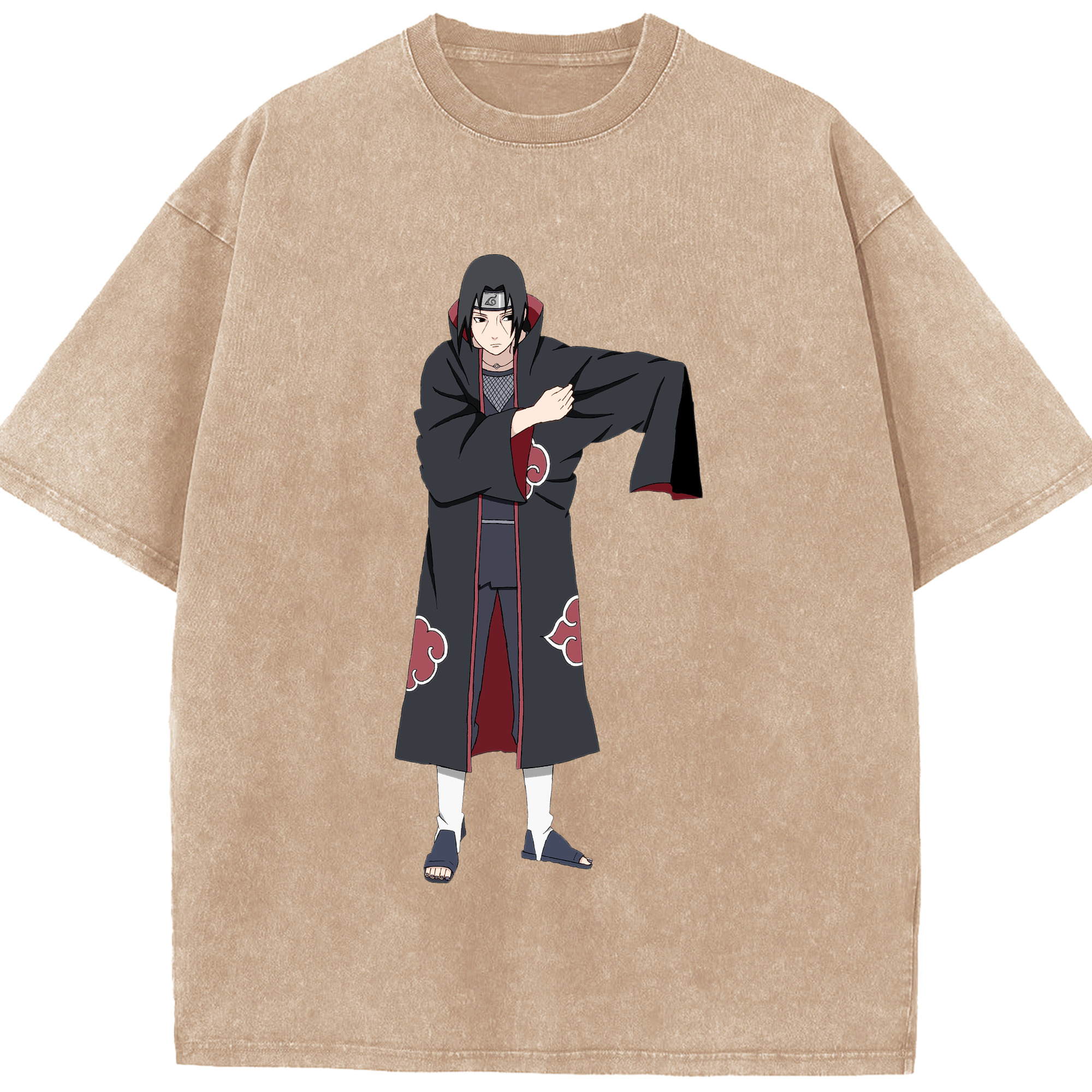 （画像用） NARUTO -ナルト- うちは イタチ Uchiha Itachi 綿100% ヴィンテージ風 半袖Tシャツ（フロントプリント）