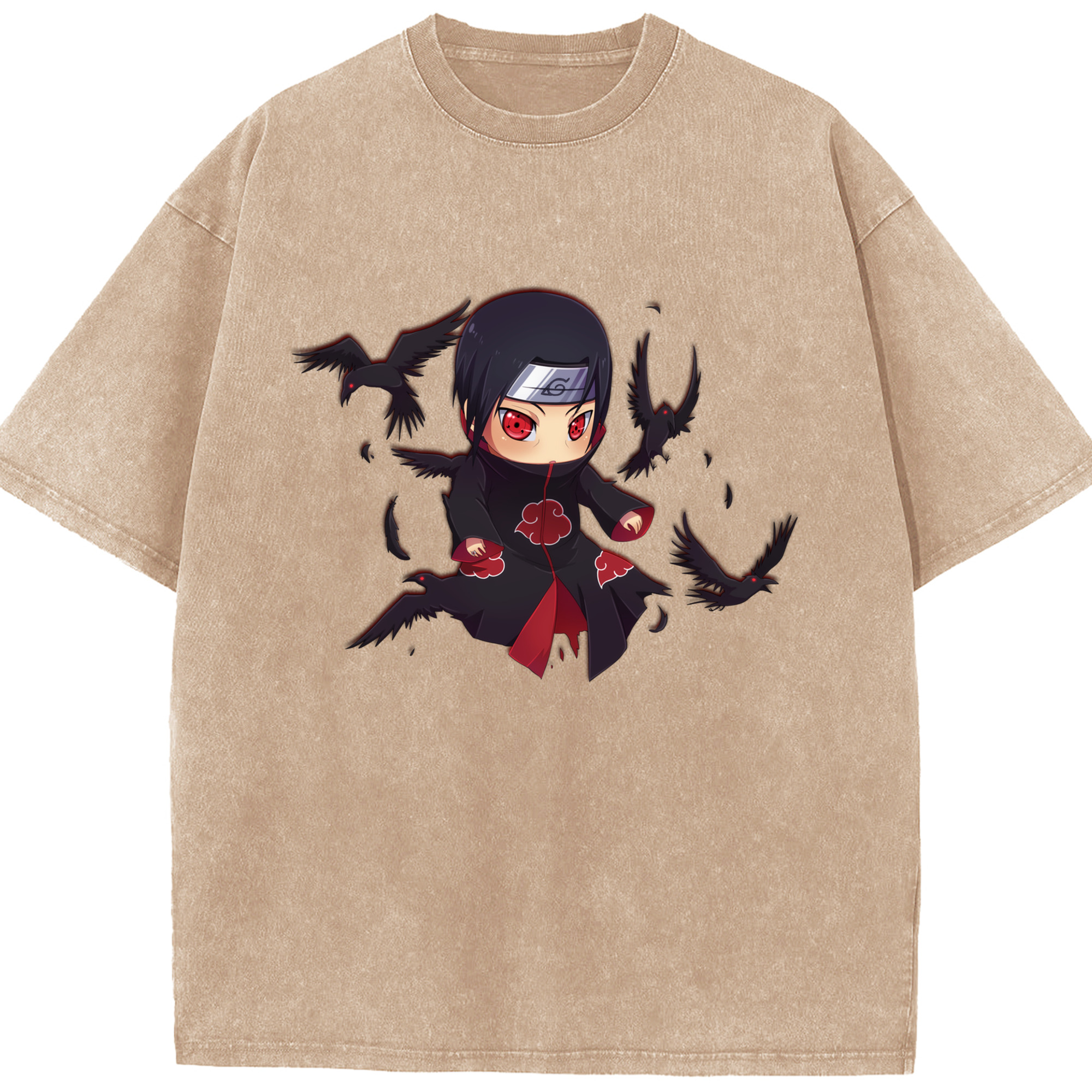 （画像用） NARUTO -ナルト- うちは イタチ Uchiha Itachi 綿100% ヴィンテージ風 半袖Tシャツ（フロントプリント）
