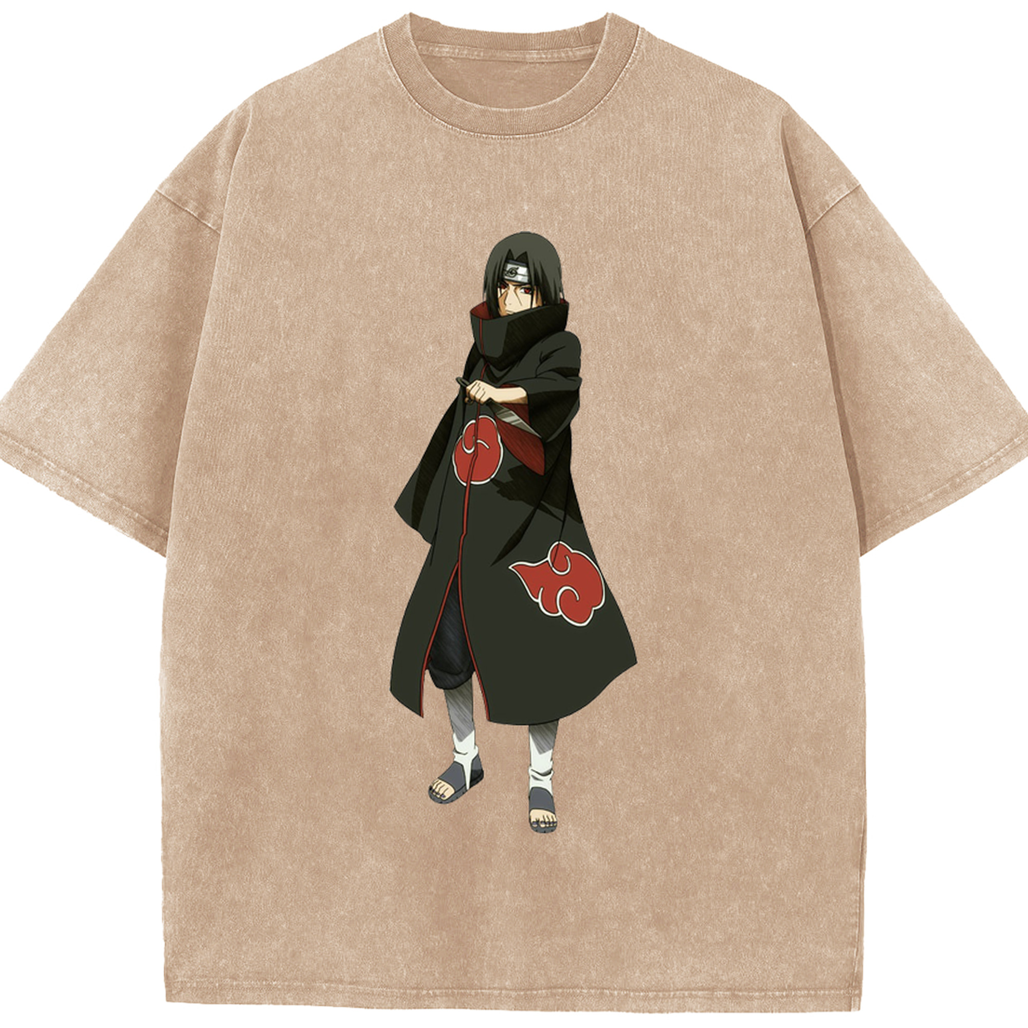 （画像用） NARUTO -ナルト- うちは イタチ Uchiha Itachi 綿100% ヴィンテージ風 半袖Tシャツ（フロントプリント）
