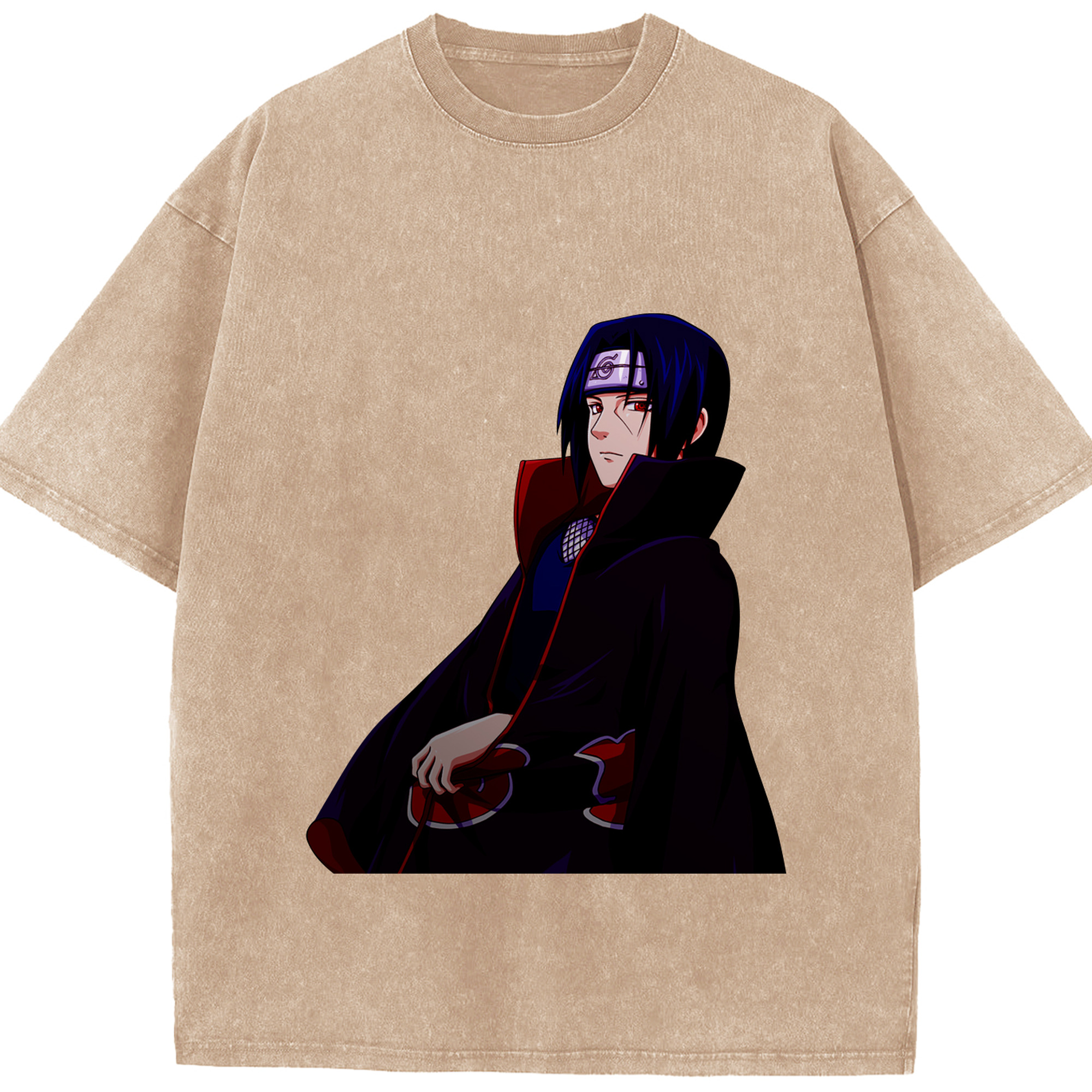 （画像用） NARUTO -ナルト- うちは イタチ Uchiha Itachi 綿100% ヴィンテージ風 半袖Tシャツ（フロントプリント）