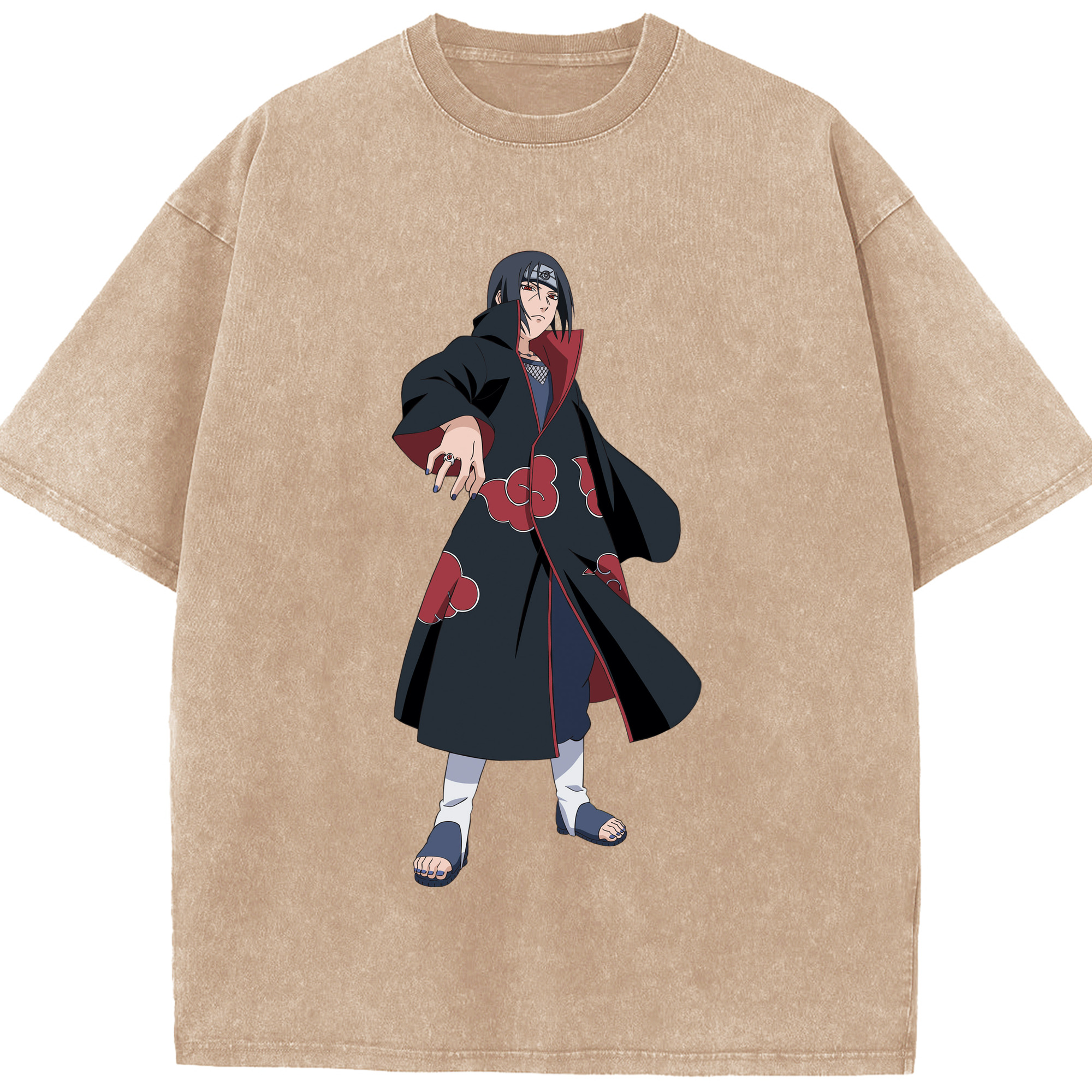 （画像用） NARUTO -ナルト- うちは イタチ Uchiha Itachi 綿100% ヴィンテージ風 半袖Tシャツ（フロントプリント）