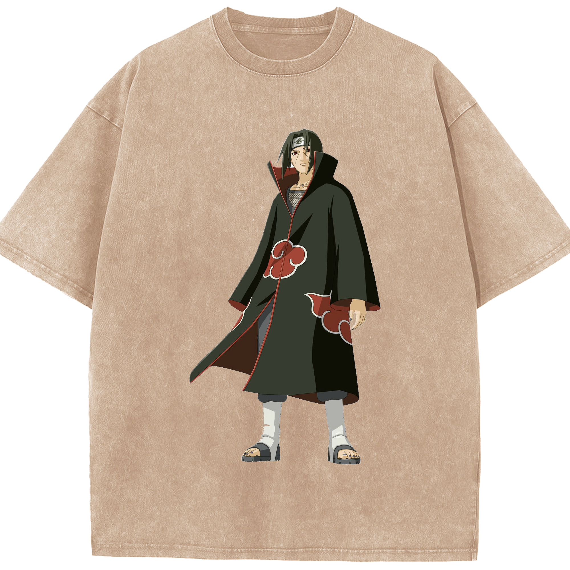 （画像用） NARUTO -ナルト- うちは イタチ Uchiha Itachi 綿100% ヴィンテージ風 半袖Tシャツ（フロントプリント）