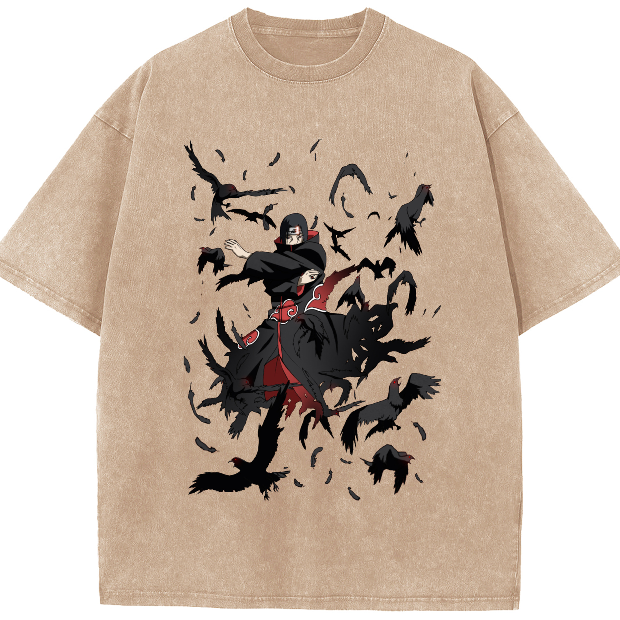 （画像用） NARUTO -ナルト- うちは イタチ Uchiha Itachi 綿100% ヴィンテージ風 半袖Tシャツ（フロントプリント）