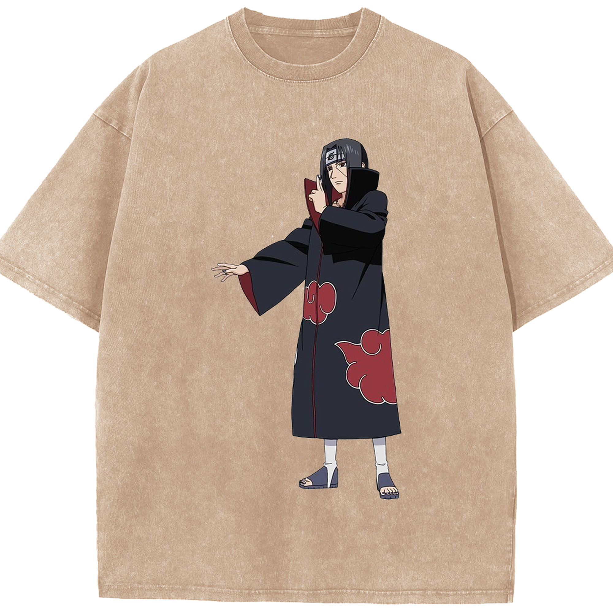 （画像用） NARUTO -ナルト- うちは イタチ Uchiha Itachi 綿100% ヴィンテージ風 半袖Tシャツ（フロントプリント）