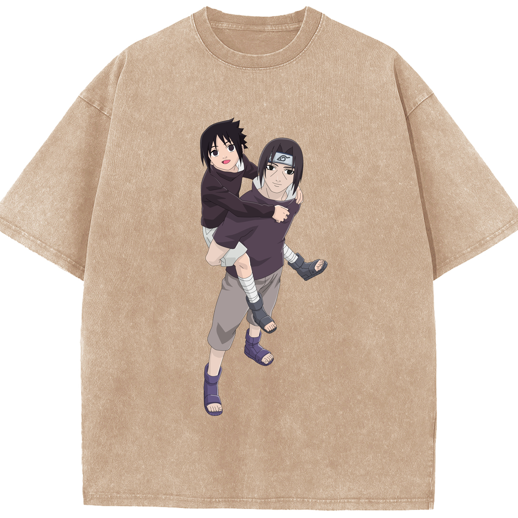 （画像用） NARUTO -ナルト- うちは イタチ Uchiha Itachi 綿100% ヴィンテージ風 半袖Tシャツ（フロントプリント）
