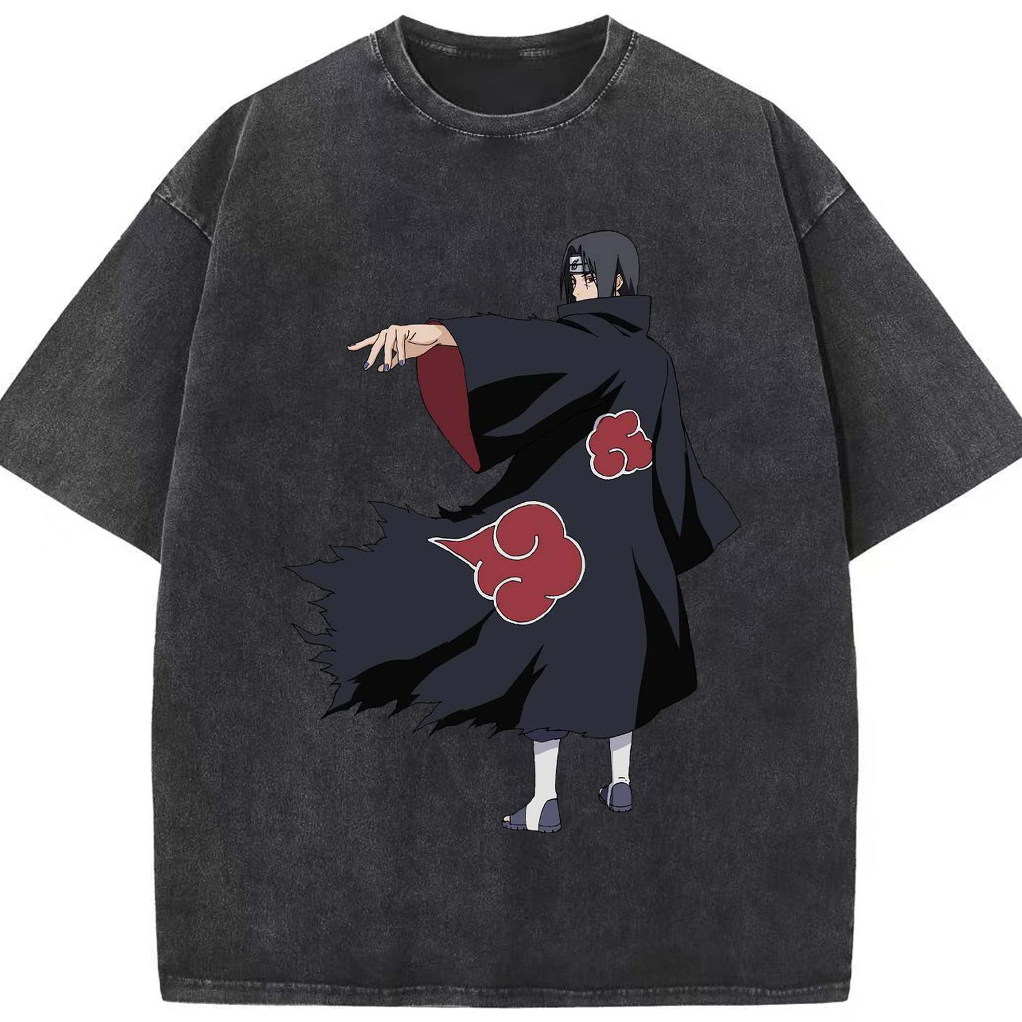 （画像用） NARUTO -ナルト- うちは イタチ Uchiha Itachi 綿100% ヴィンテージ風 半袖Tシャツ（フロントプリント）