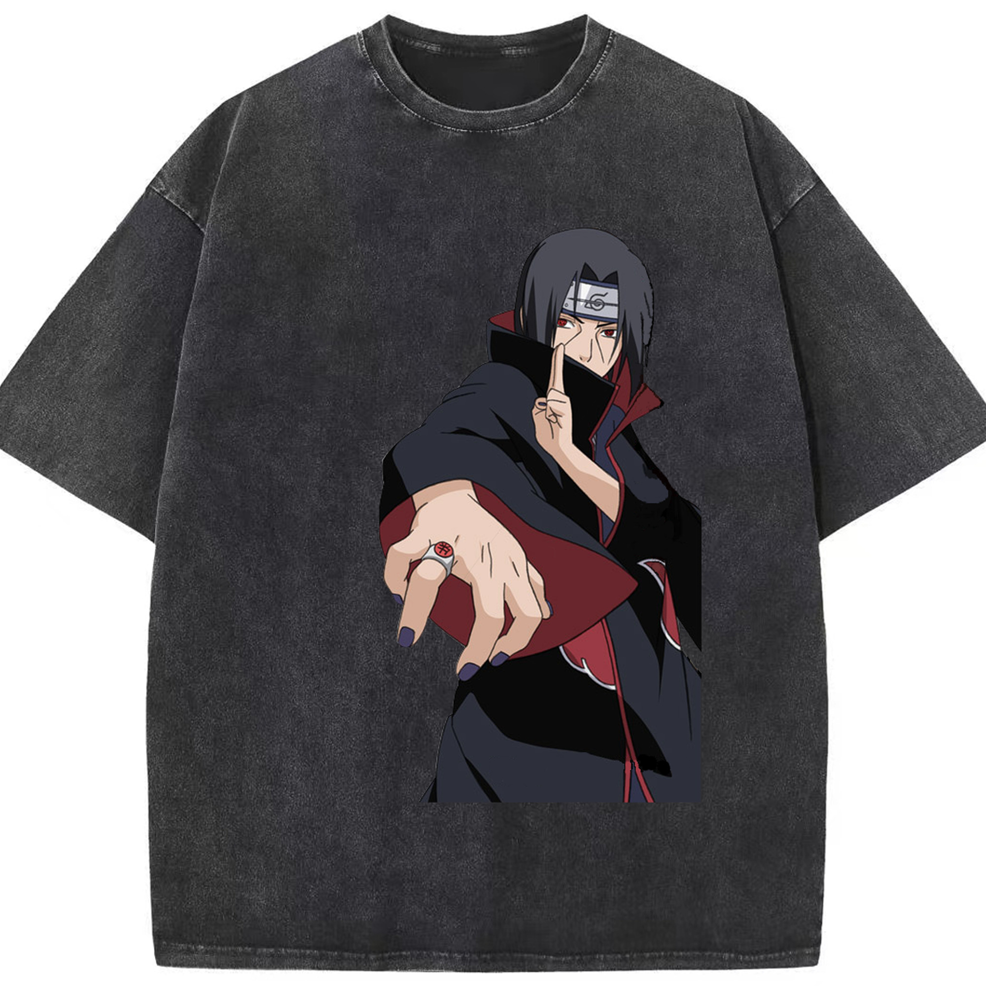 （画像用） NARUTO -ナルト- うちは イタチ Uchiha Itachi 綿100% ヴィンテージ風 半袖Tシャツ（フロントプリント）