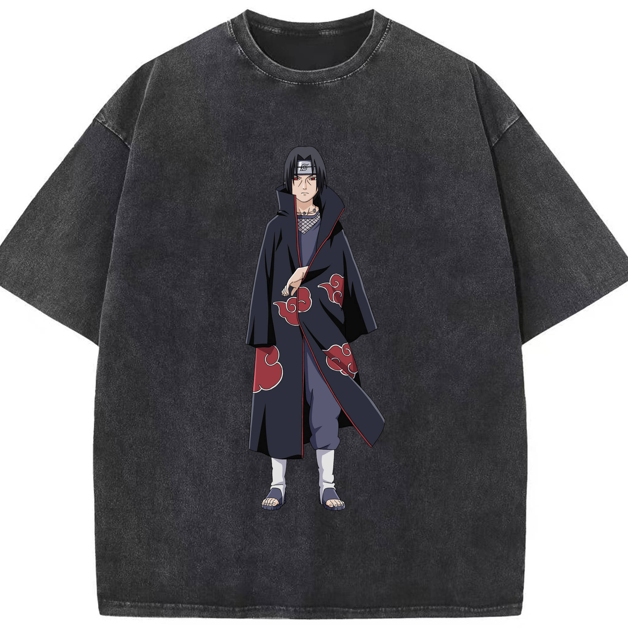 （画像用） NARUTO -ナルト- うちは イタチ Uchiha Itachi 綿100% ヴィンテージ風 半袖Tシャツ（フロントプリント）