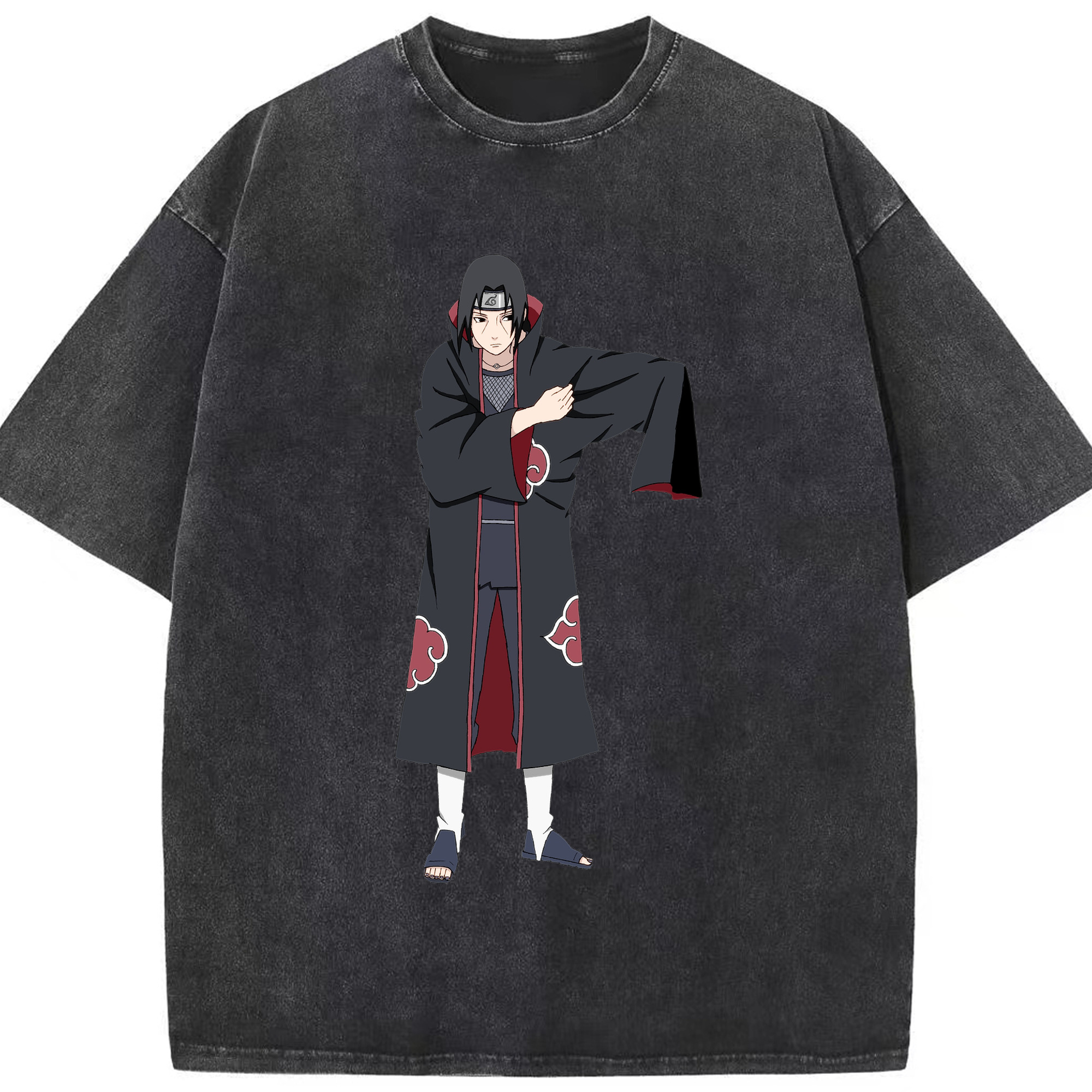 （画像用） NARUTO -ナルト- うちは イタチ Uchiha Itachi 綿100% ヴィンテージ風 半袖Tシャツ（フロントプリント）
