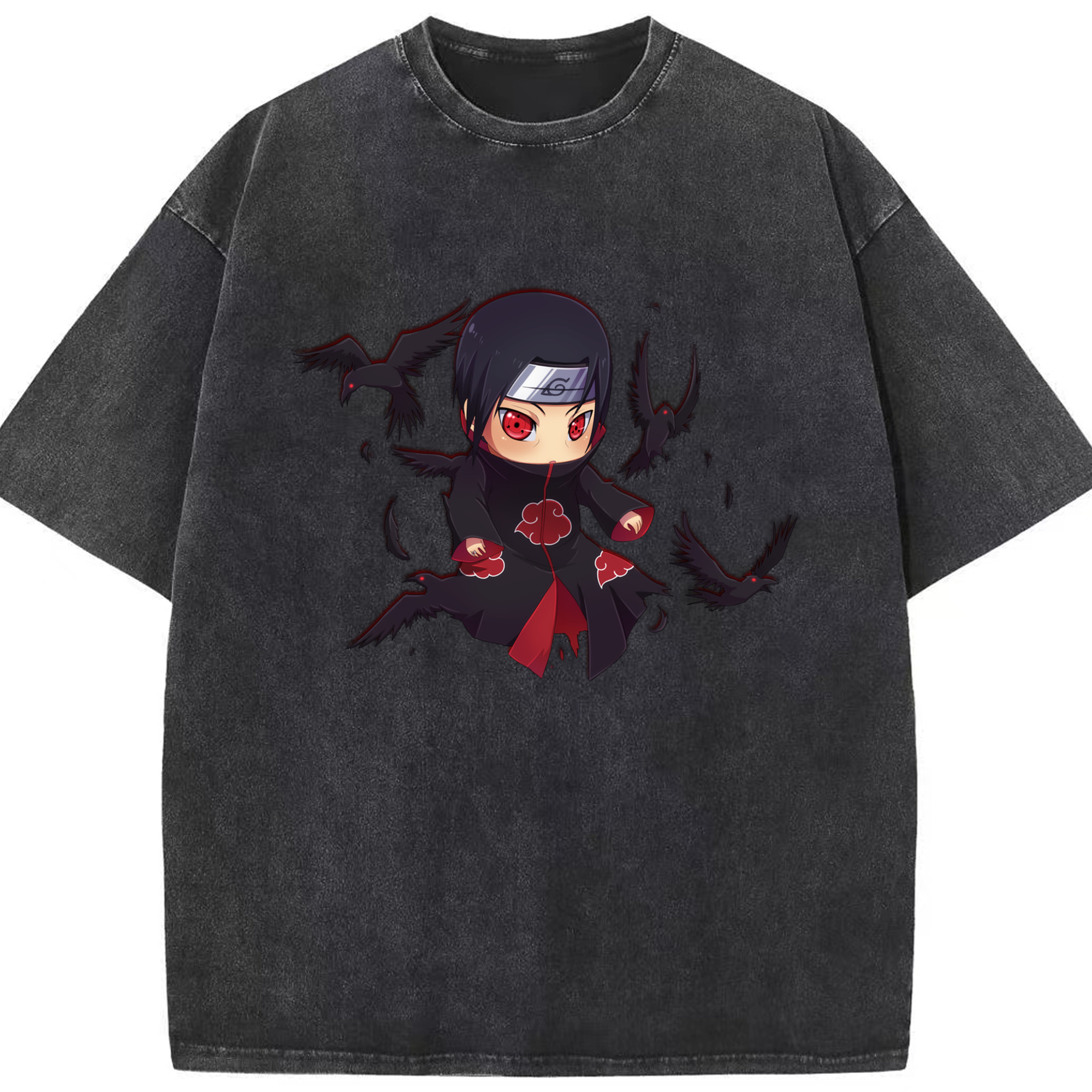 （画像用） NARUTO -ナルト- うちは イタチ Uchiha Itachi 綿100% ヴィンテージ風 半袖Tシャツ（フロントプリント）
