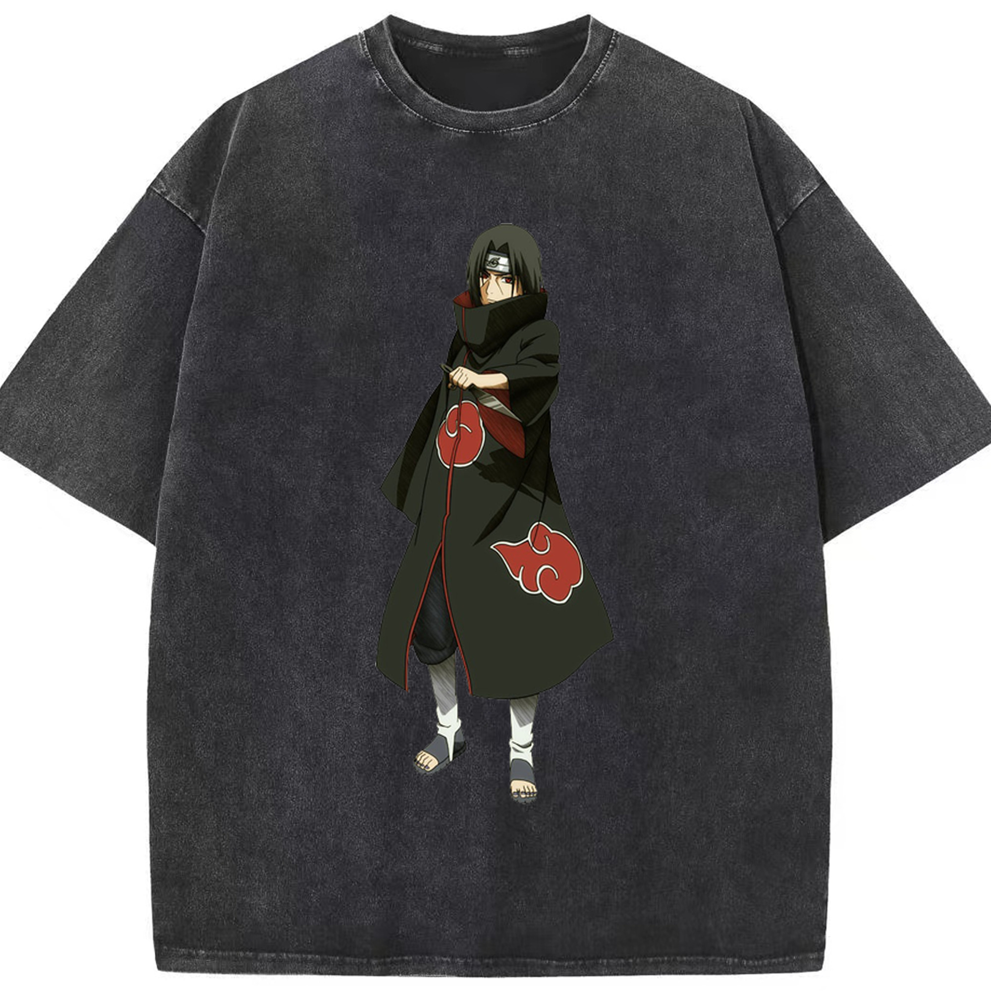 （画像用） NARUTO -ナルト- うちは イタチ Uchiha Itachi 綿100% ヴィンテージ風 半袖Tシャツ（フロントプリント）