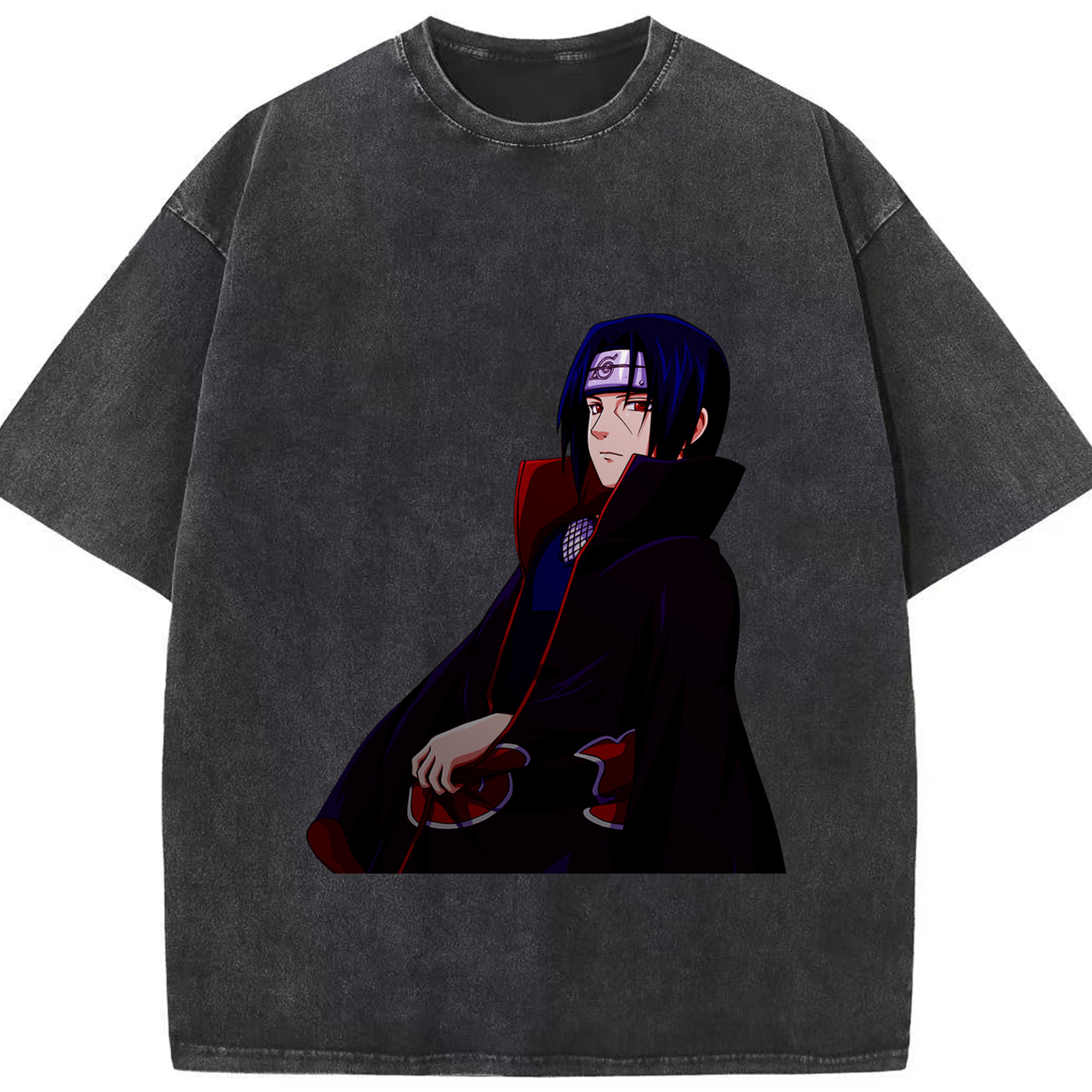 （画像用） NARUTO -ナルト- うちは イタチ Uchiha Itachi 綿100% ヴィンテージ風 半袖Tシャツ（フロントプリント）
