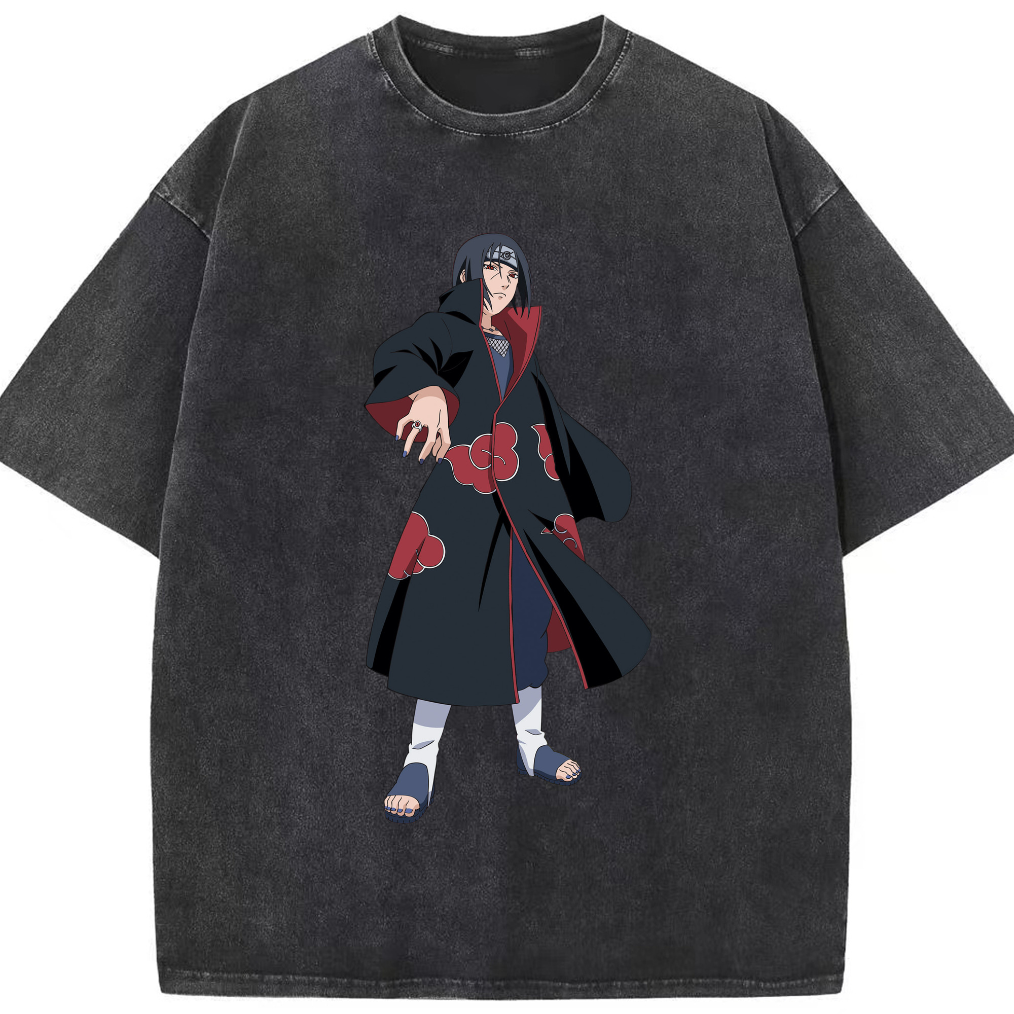 （画像用） NARUTO -ナルト- うちは イタチ Uchiha Itachi 綿100% ヴィンテージ風 半袖Tシャツ（フロントプリント）